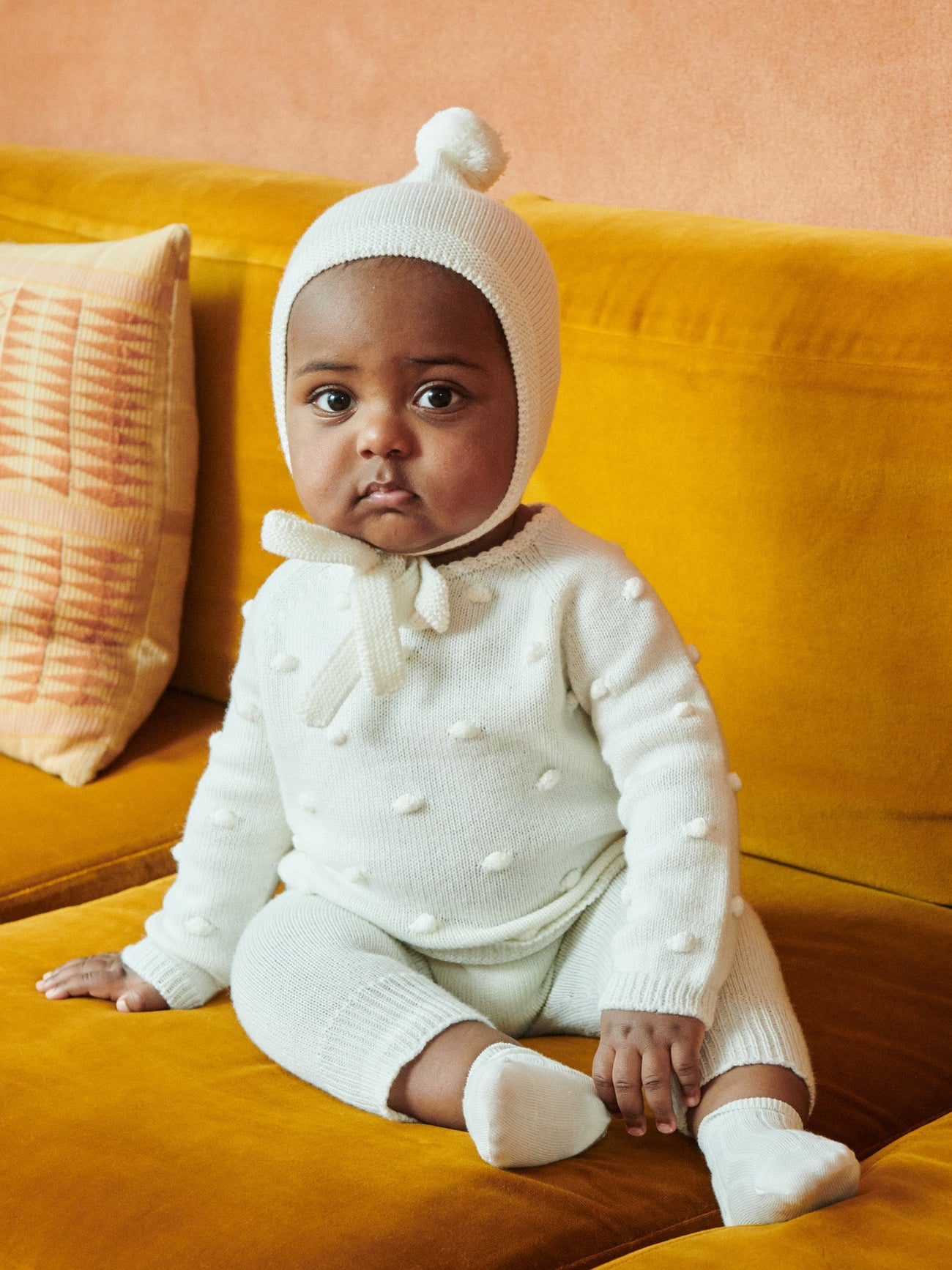 Ivory Elfo Merino Baby Bonnet