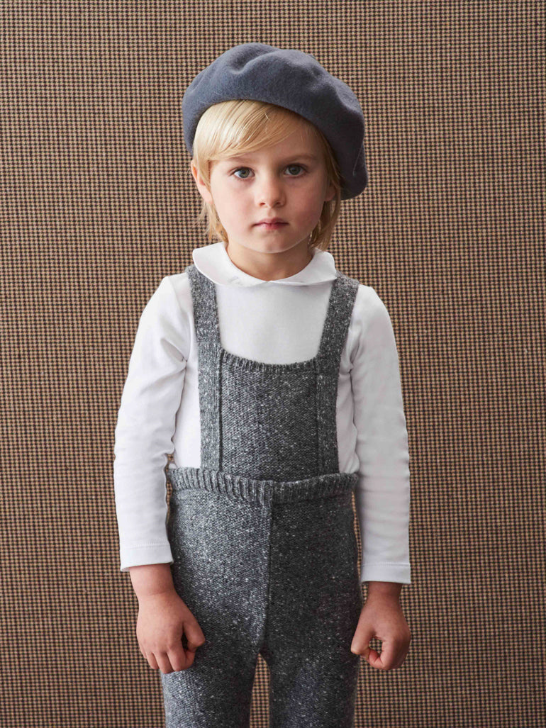 Grey Melange Mina Baby Knitted Overalls