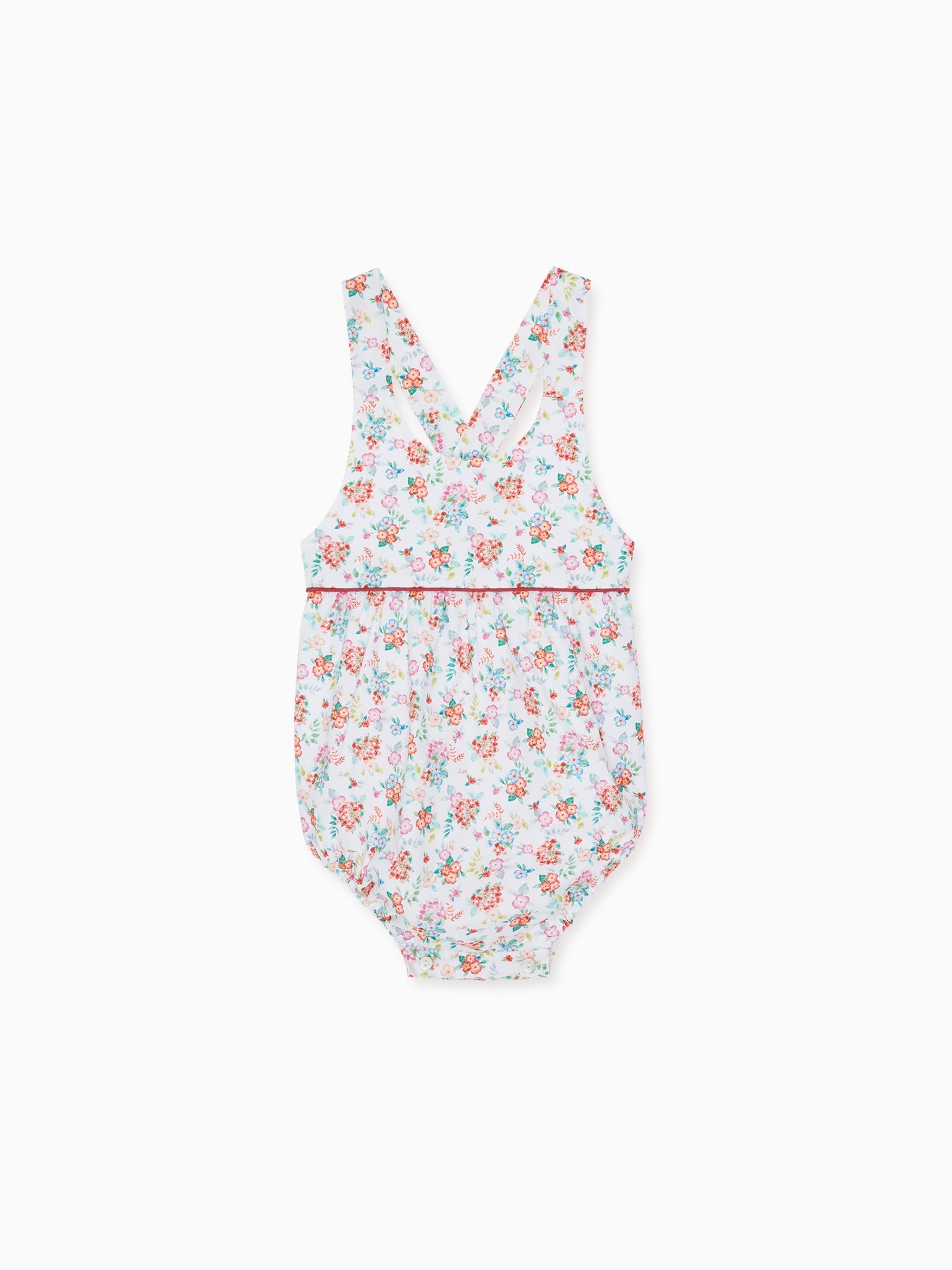 Orange Floral Marina Baby Girl Romper Overalls