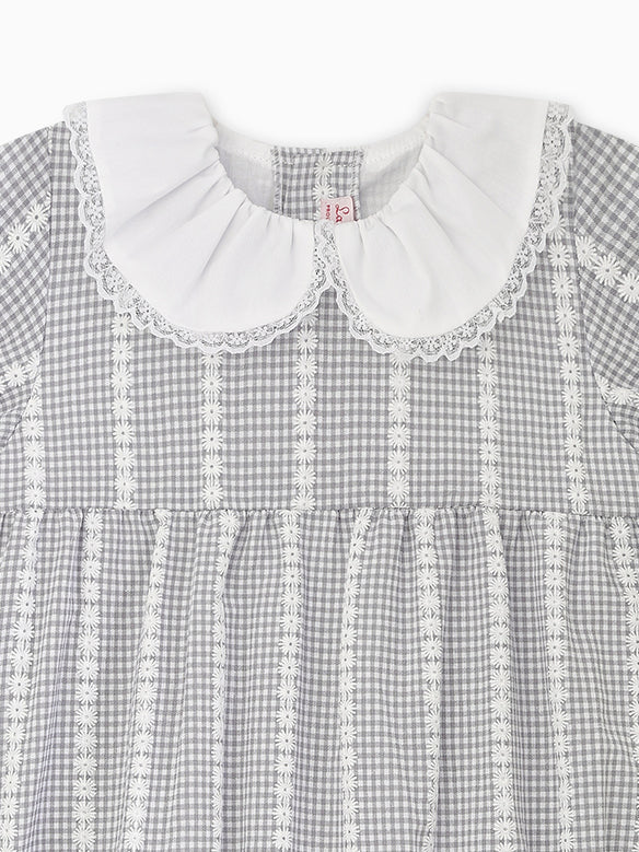 Grey Gingham Marina Baby Girl Romper