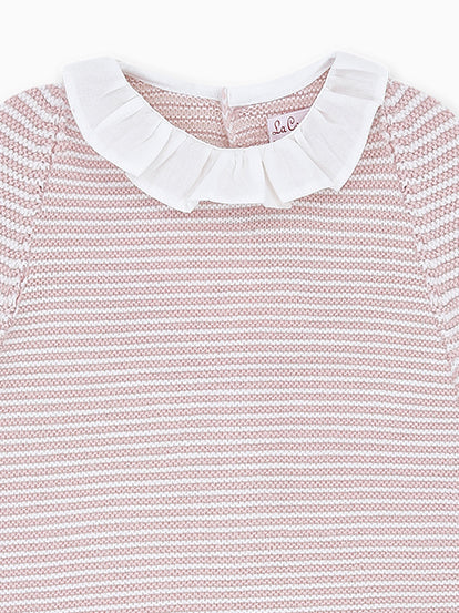 Pink Stripe Marla Merino Baby Jumpsuit