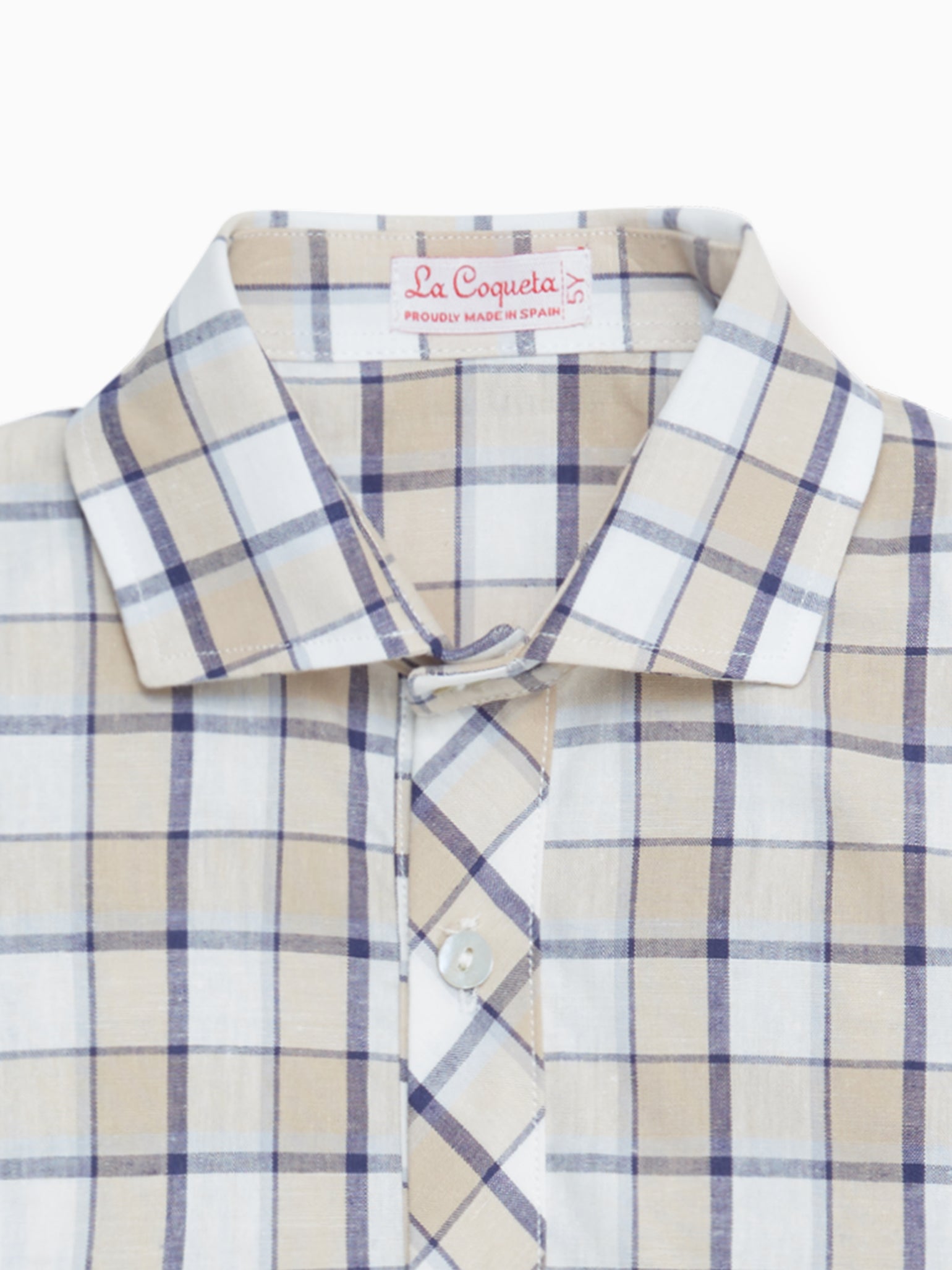 Beige Check Miguel Boy Shirt