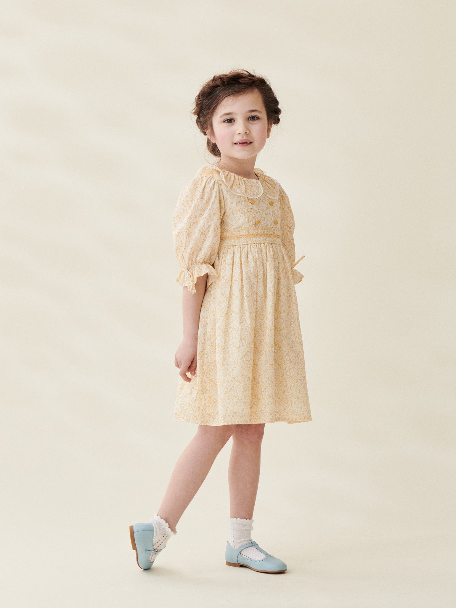 Yellow Floral Milla Girl Smock Dress