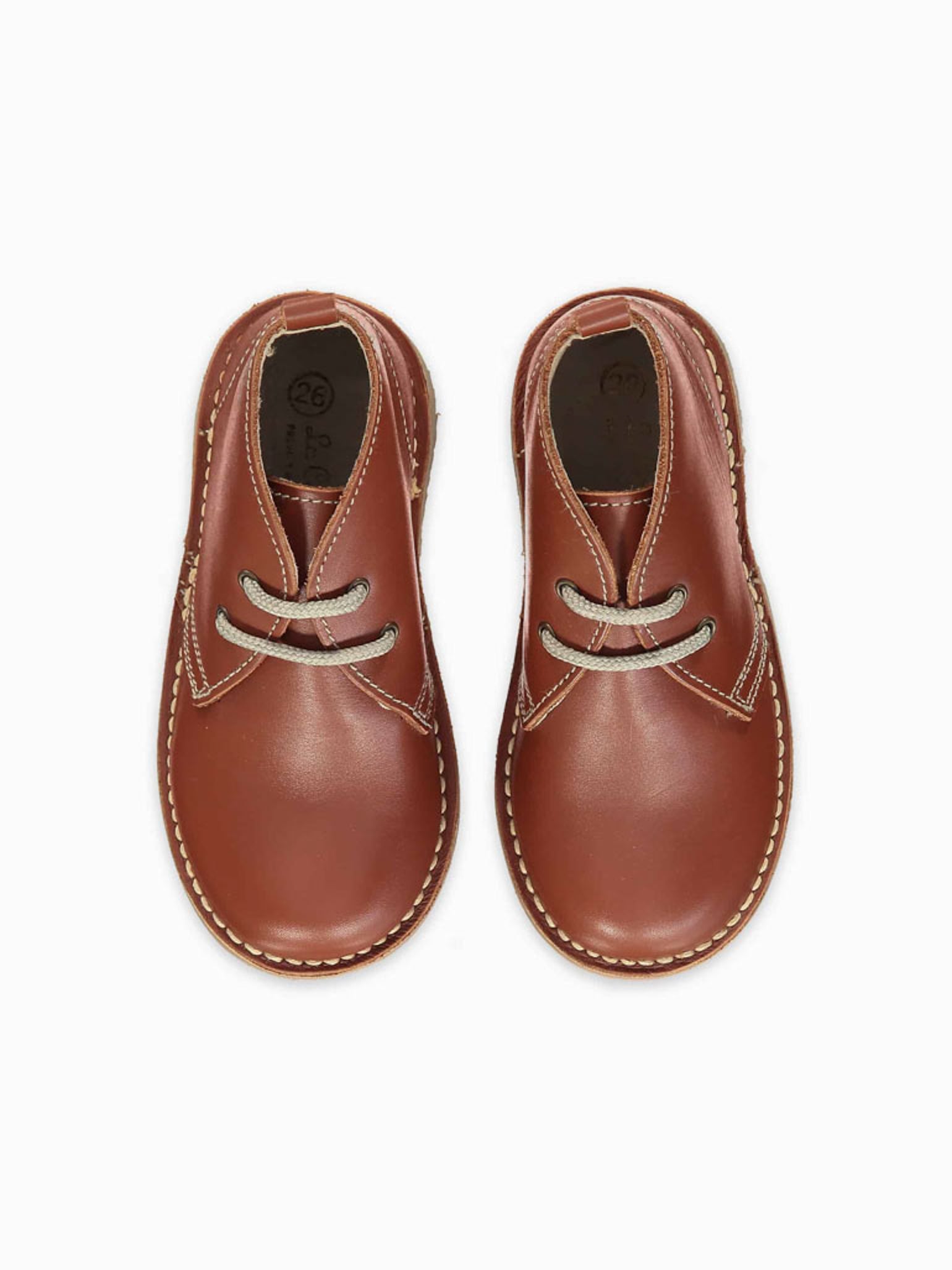 Dark Tan Leather Kids Desert Boots – La Coqueta Kids
