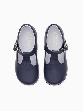 Navy Leather Toddler T-Bar Shoes