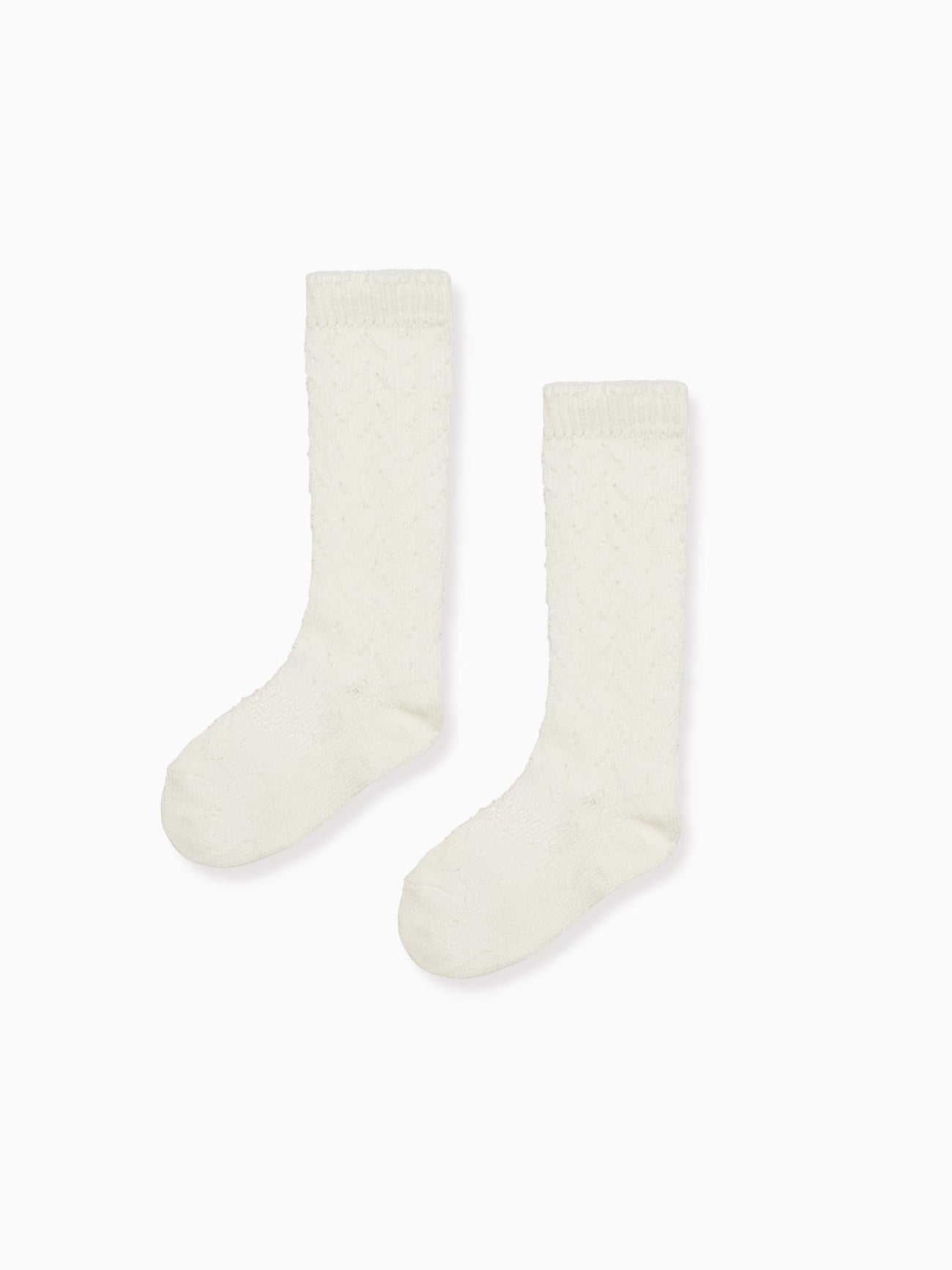 Off White Openwork Knee High Girl Socks