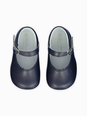Navy Leather Baby Mary Jane Shoes