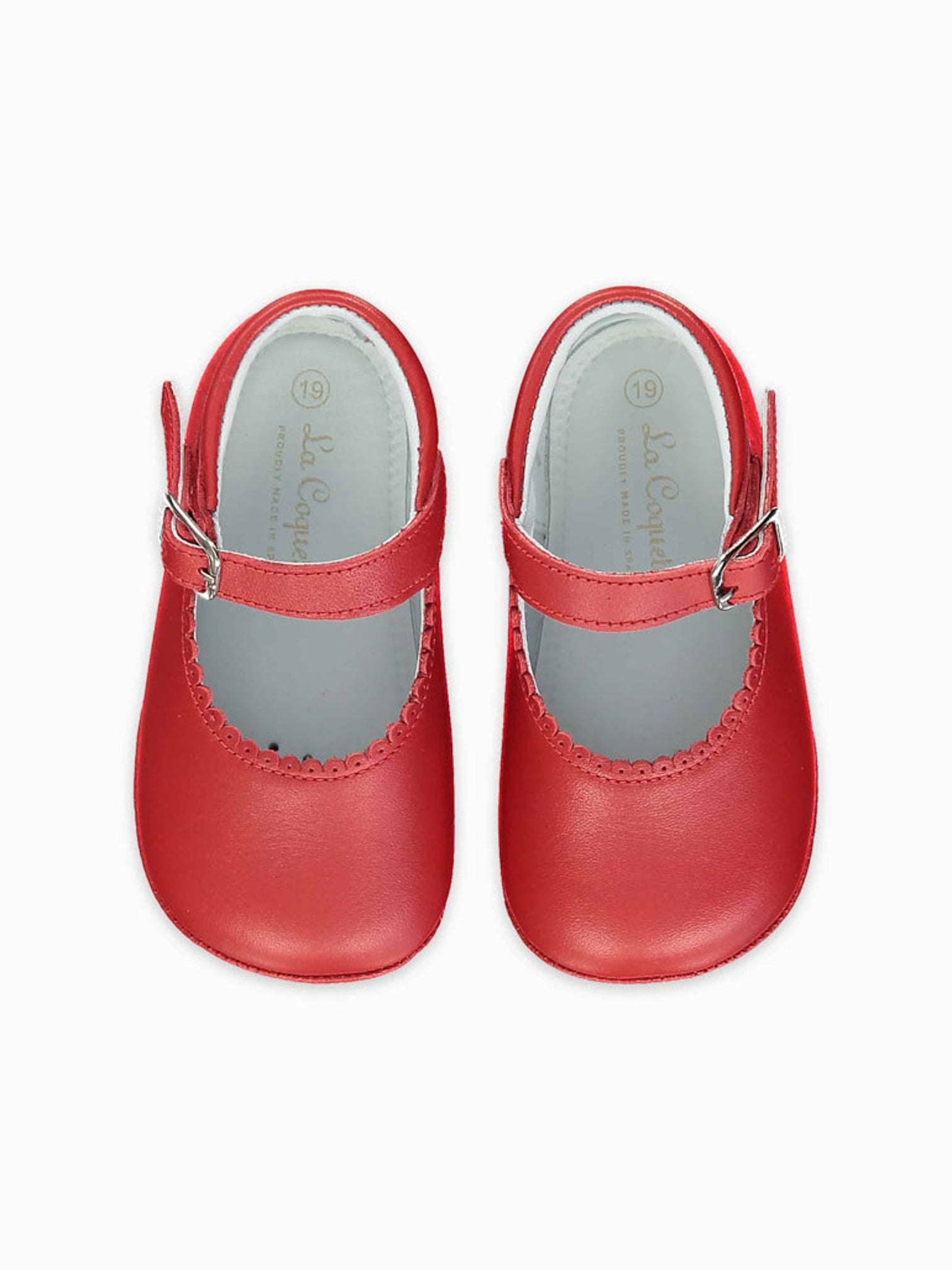 Red Leather Baby Mary Jane Shoes La Coqueta Kids