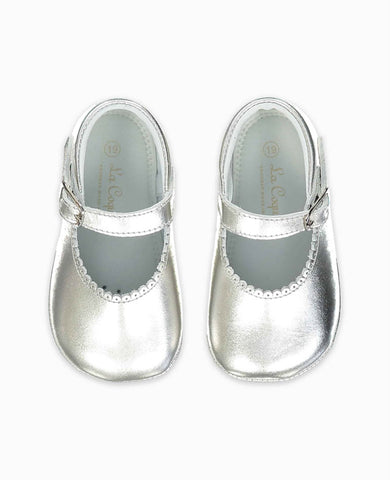 Silver Leather Baby Mary Jane Shoes