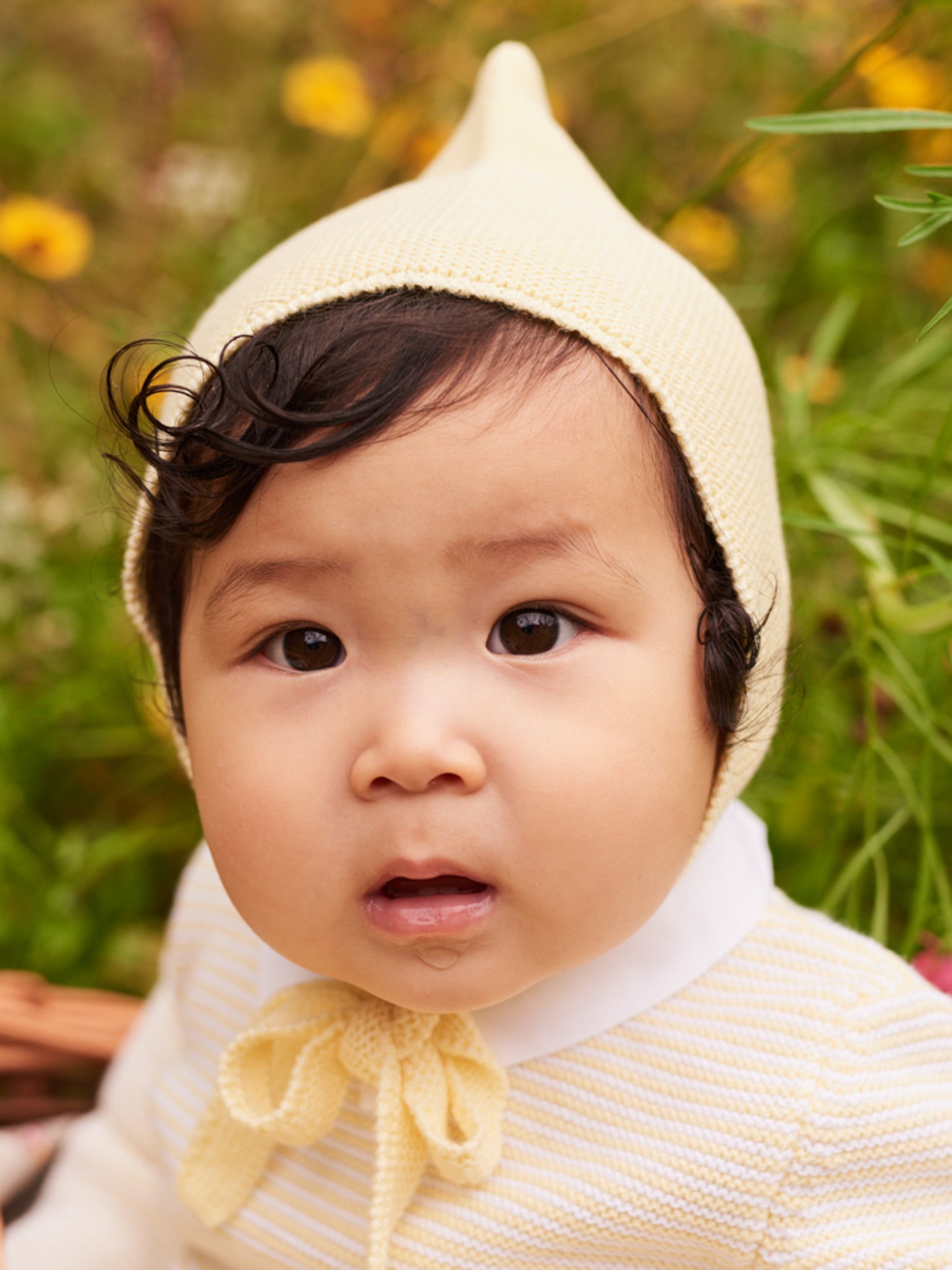 Vanilla Alma Cotton Baby Bonnet