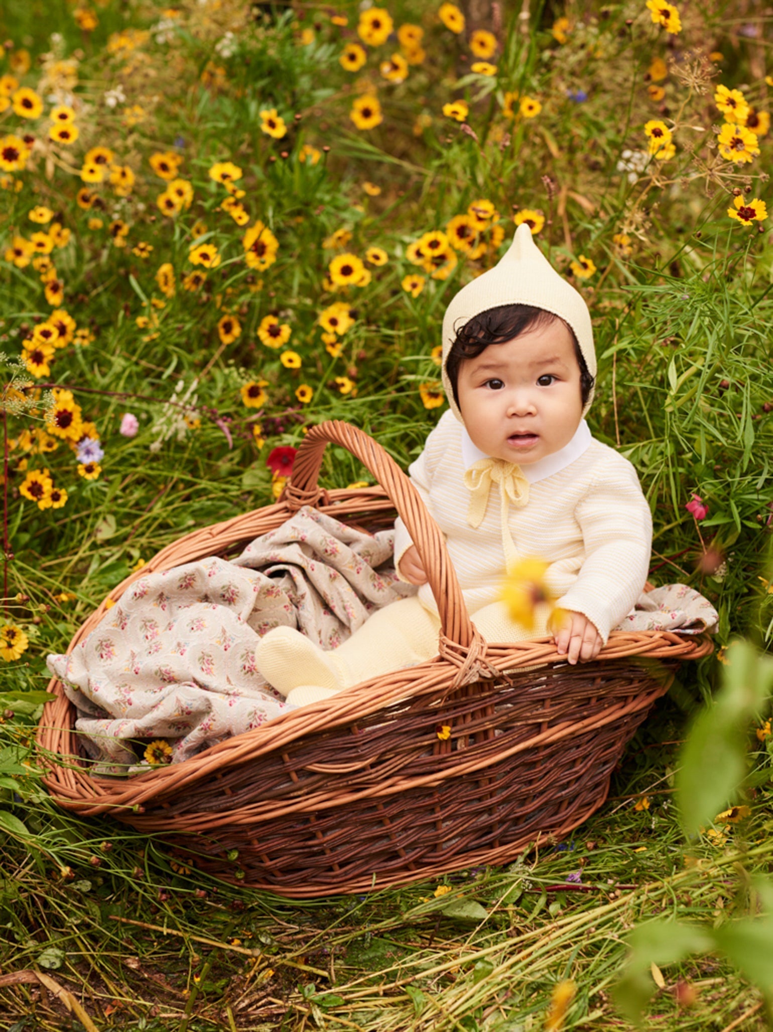 Vanilla Alma Cotton Baby Bonnet