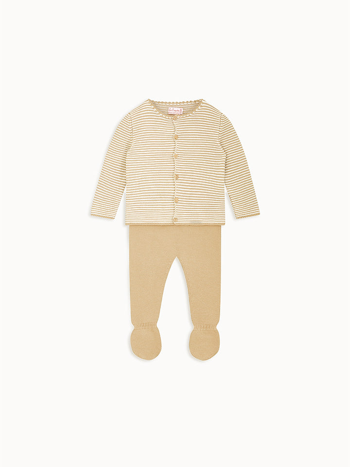 Camel Stripe Pinto Cotton Baby Set