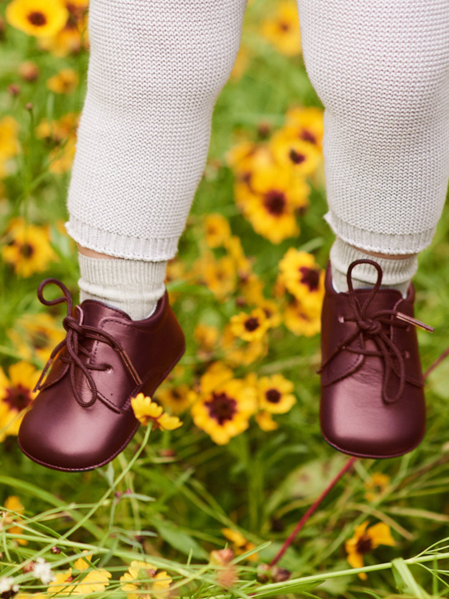 Burgundy Leather Baby Booties