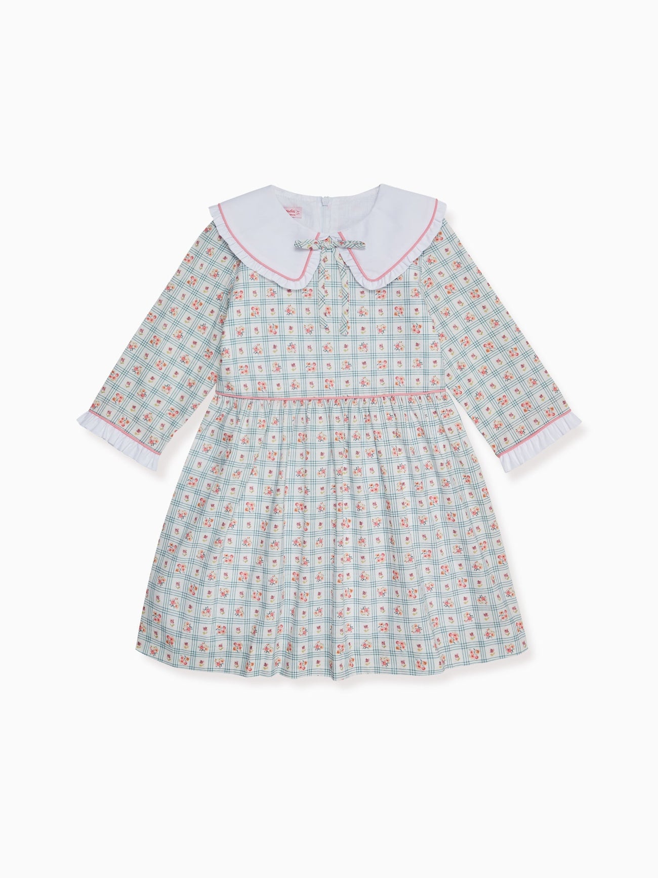 Blue Check Floral Provenza Girl Dress