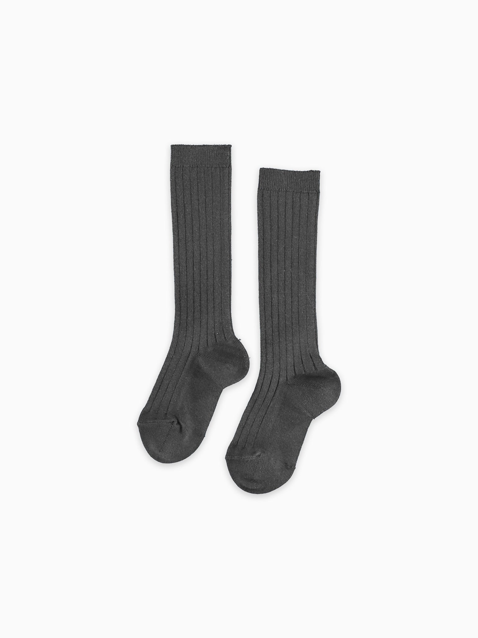 Dark Grey Melange Ribbed Knee High Kids Socks