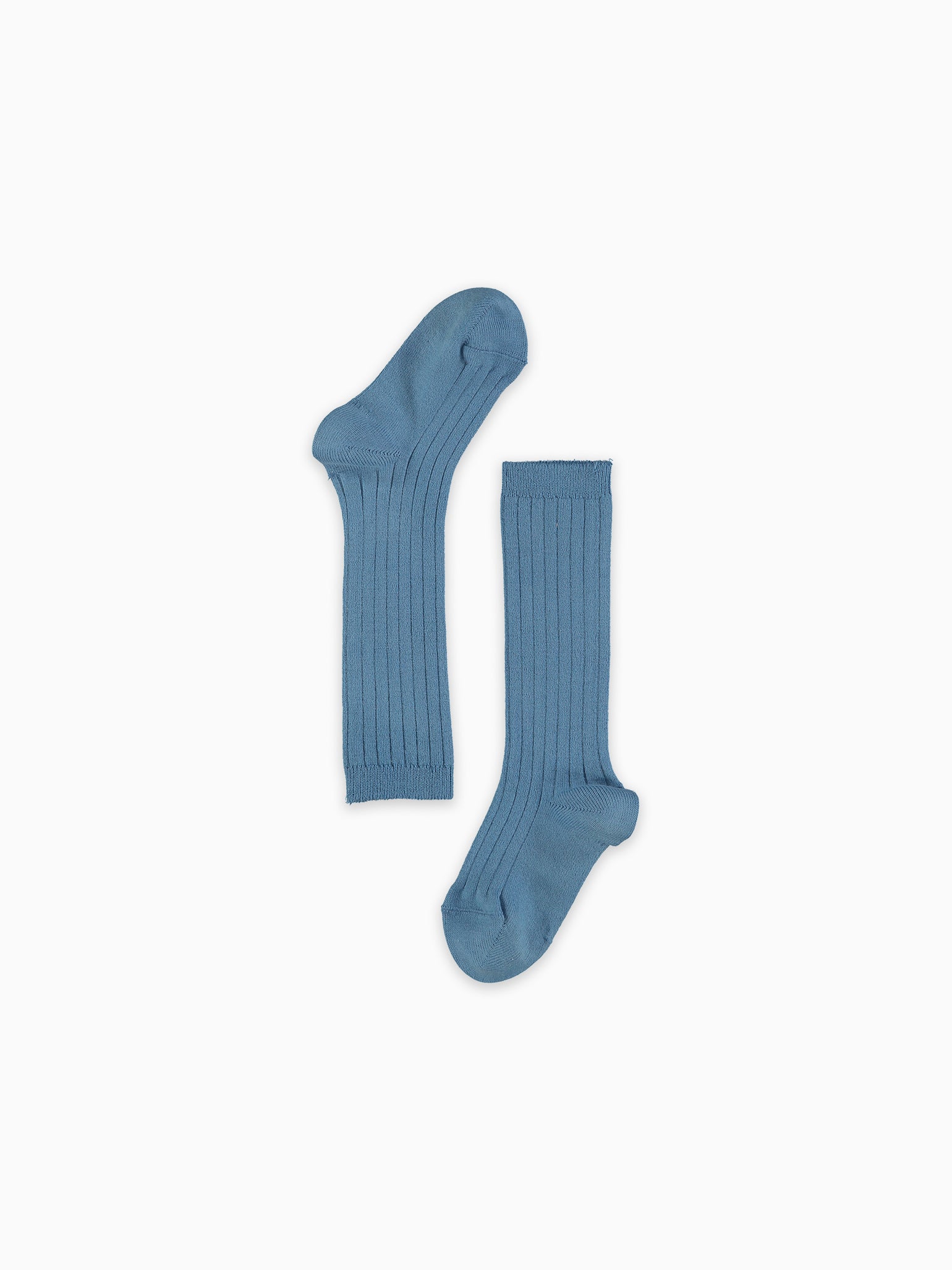 Dusty Blue Ribbed Knee High Kids Socks