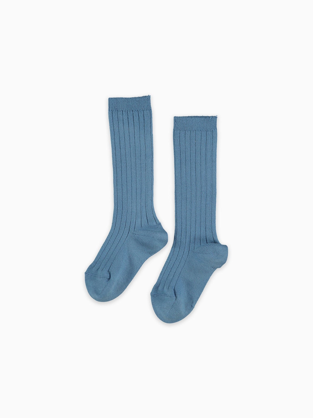 Dusty Blue Ribbed Knee High Kids Socks