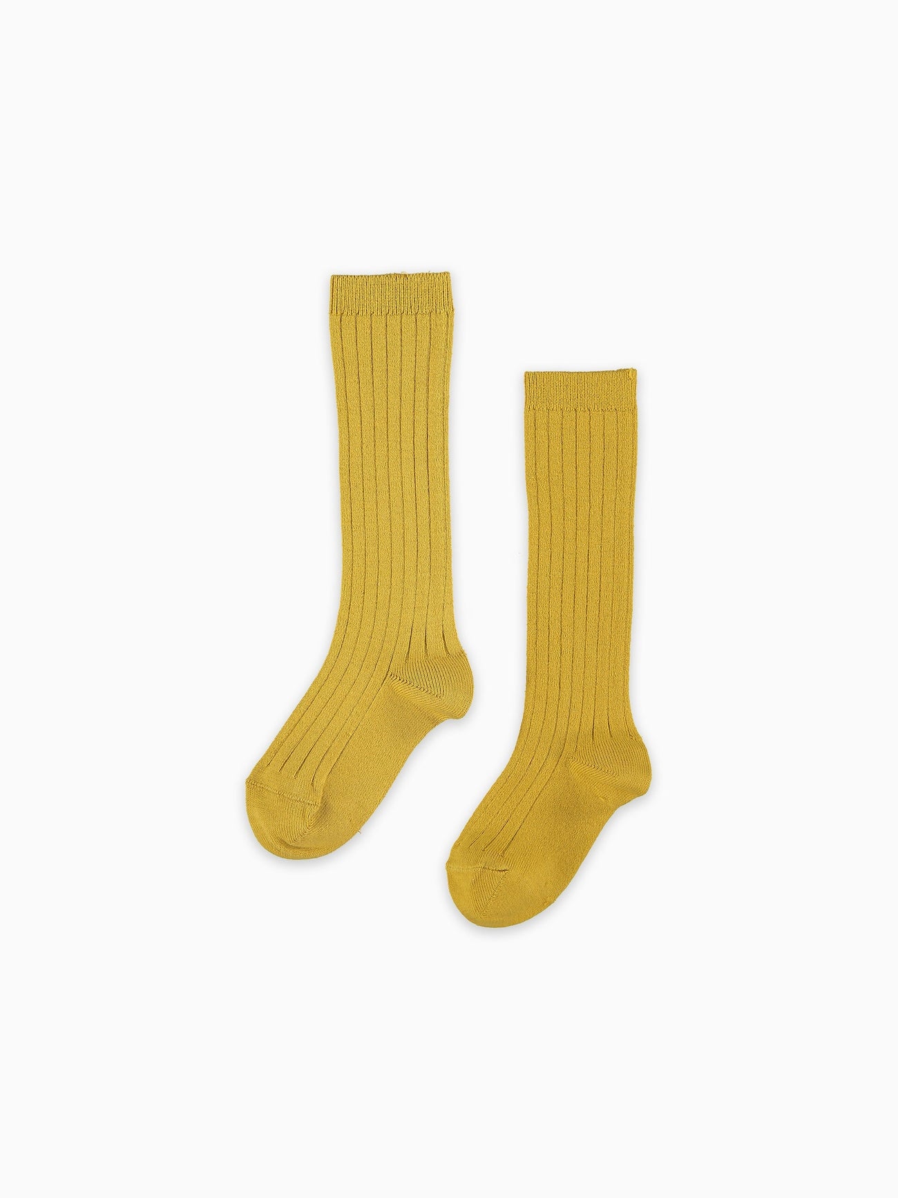 Mustard Ribbed Knee High Kids Socks