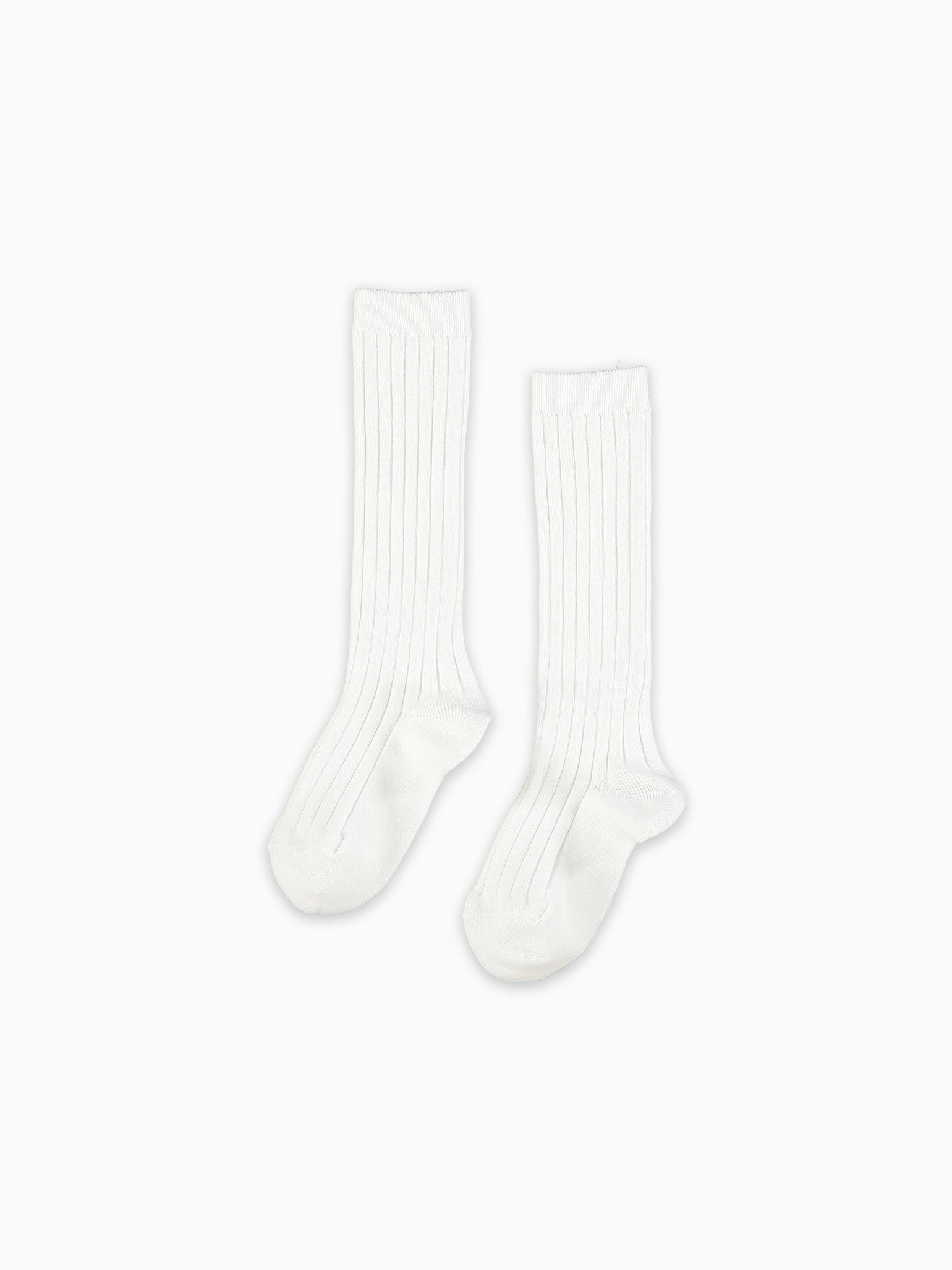 White Ribbed Knee High Kids Socks Set