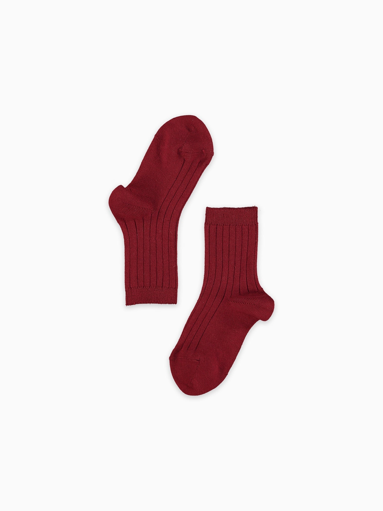 Burgundy Ribbed Short Kids Socks