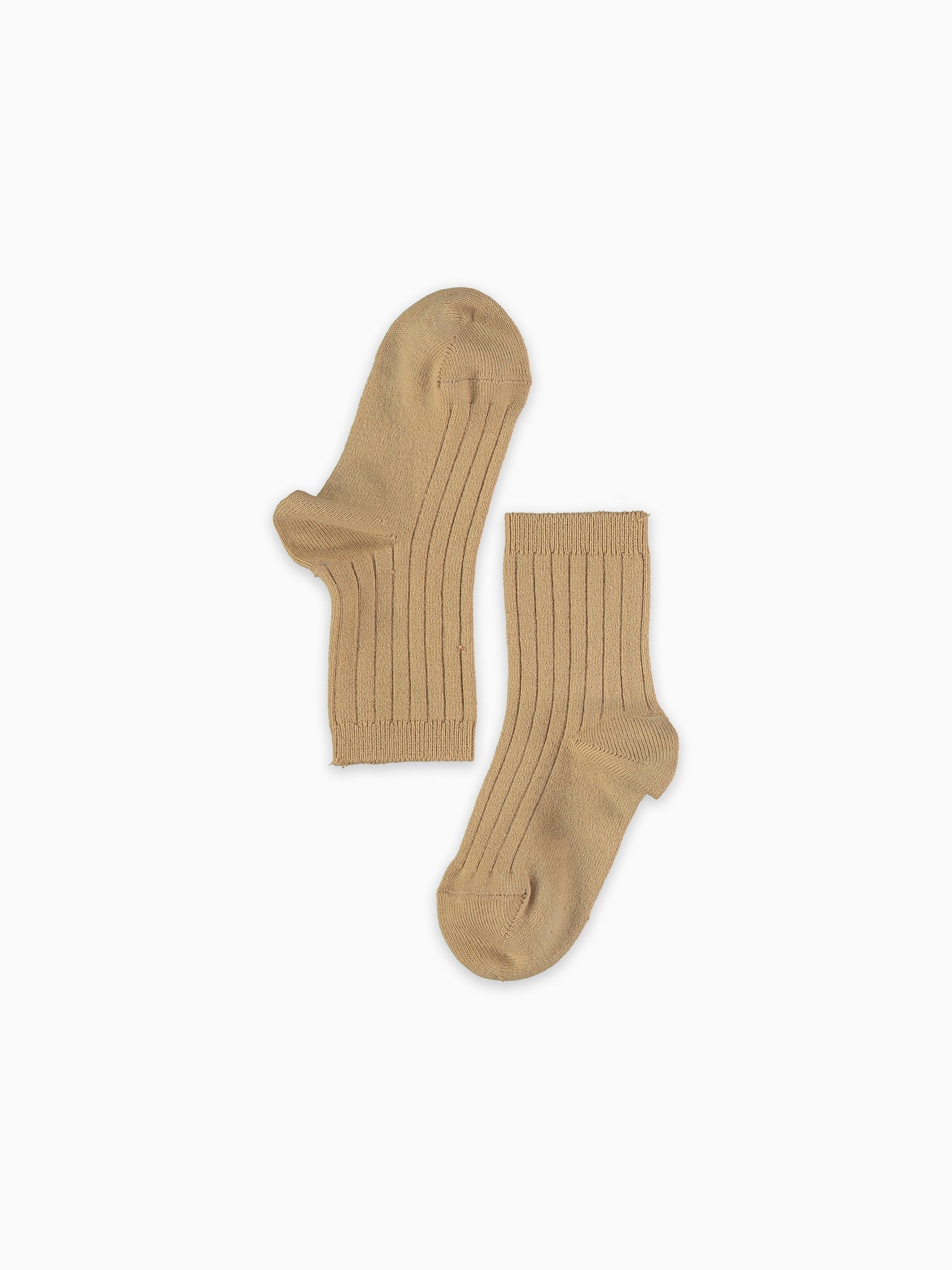 Camel Ribbed Short Kids Socks