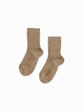 Stone Ribbed Short Kids Socks