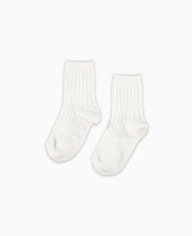 White Ribbed Short Kids Socks