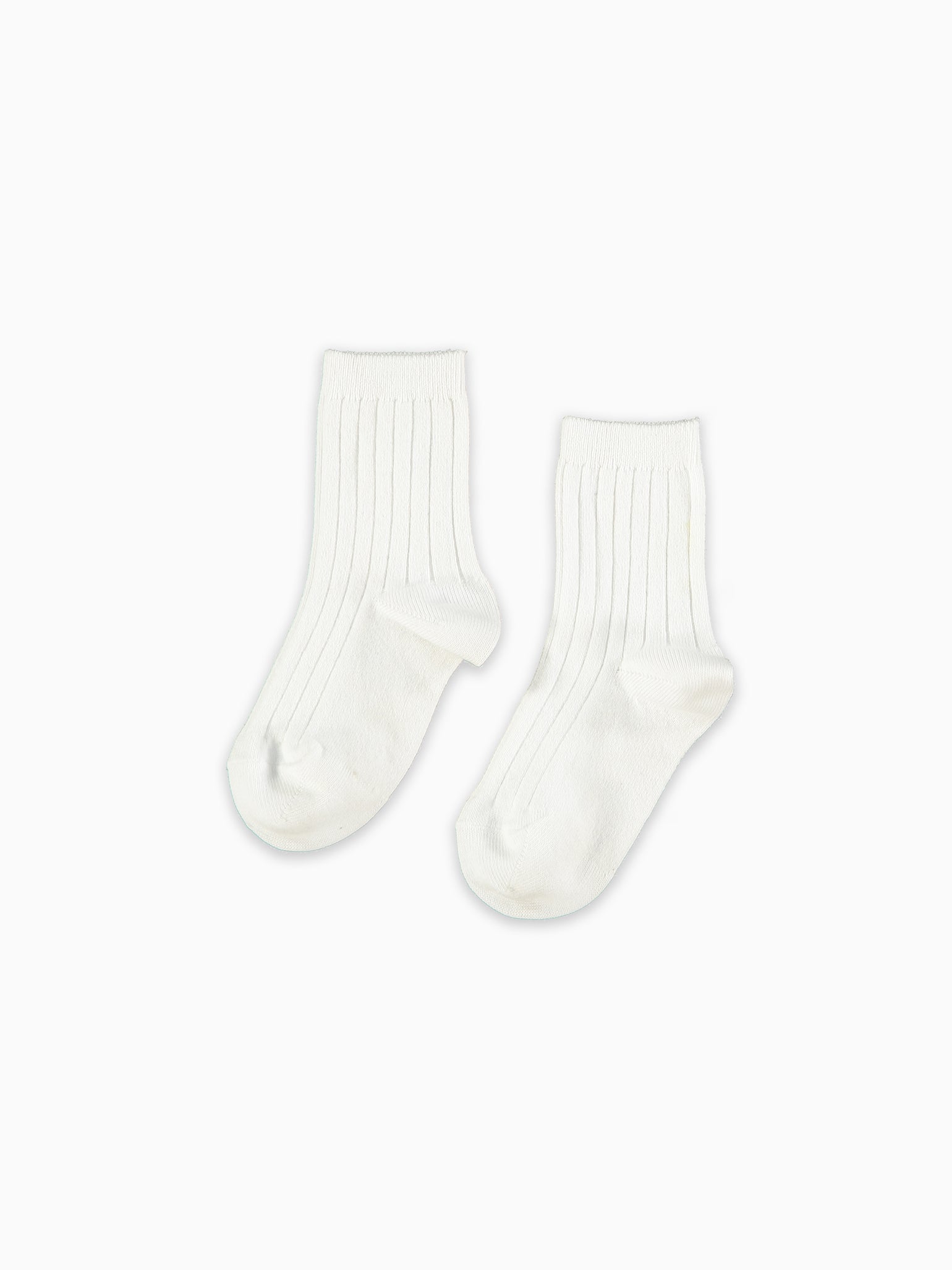 White Ribbed Short Kids Socks Set