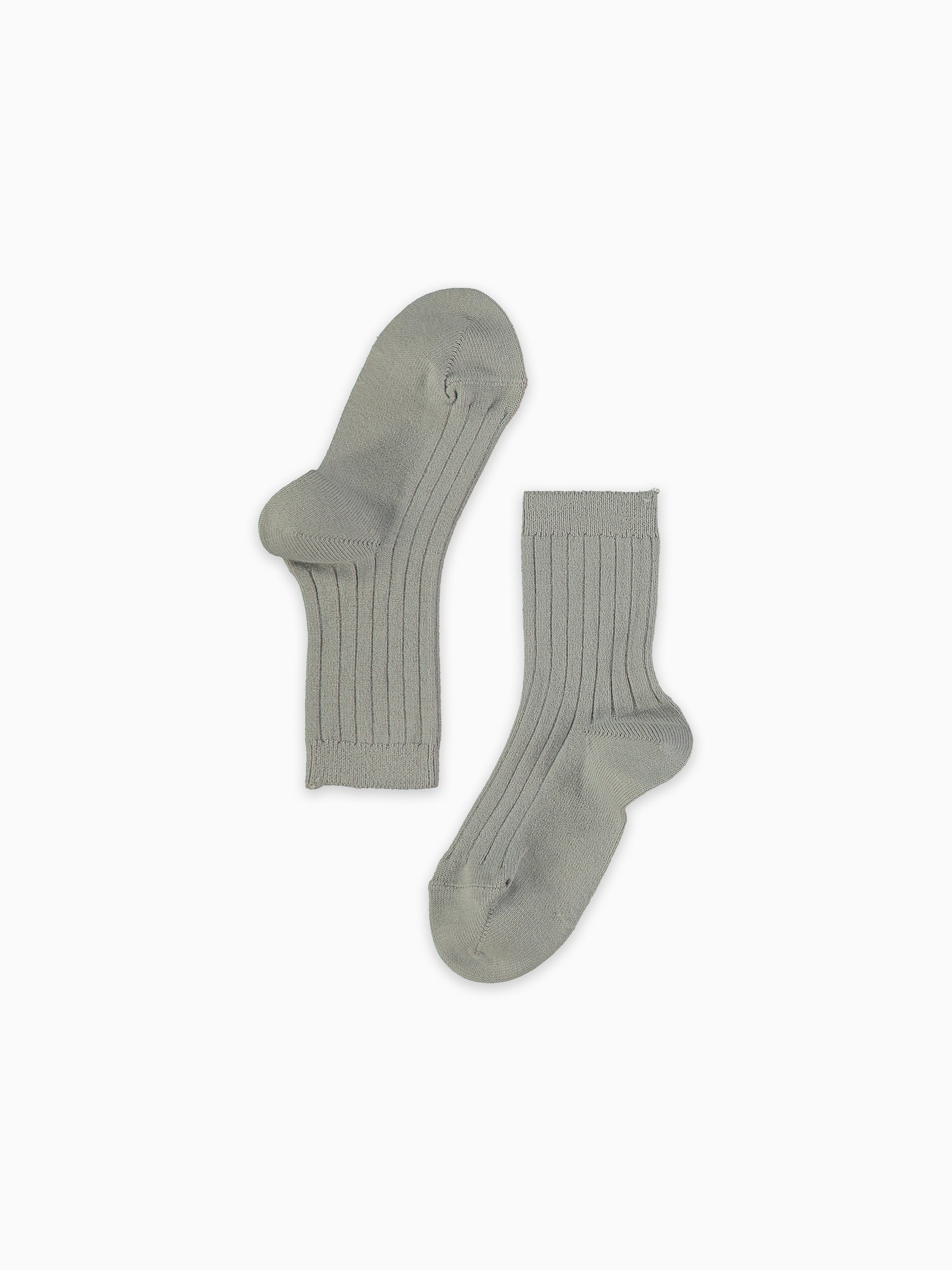 Light Grey Ribbed Short Kids Socks