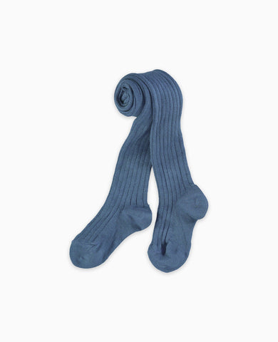 Dusty Blue Ribbed Kids Tights