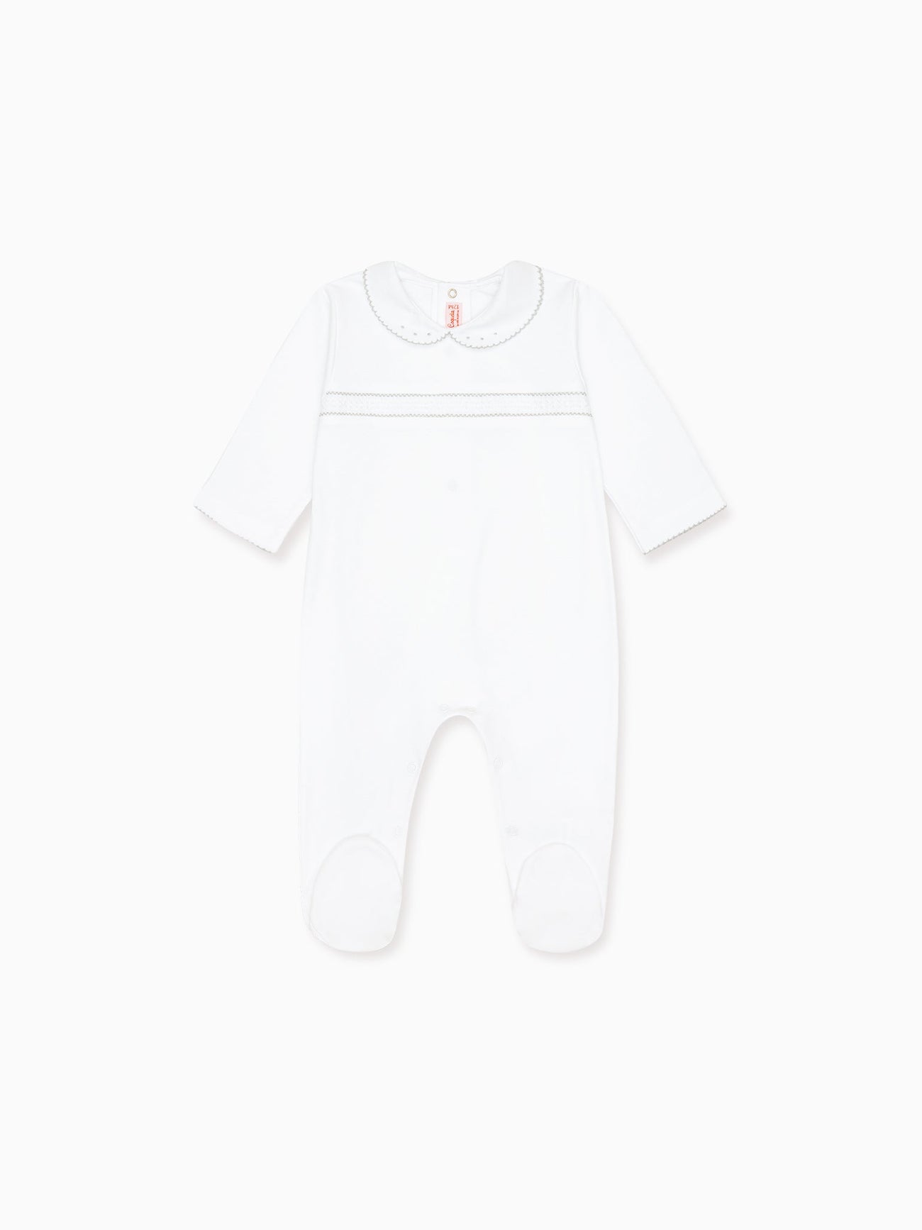 White Remo Smock Baby Sleepsuit