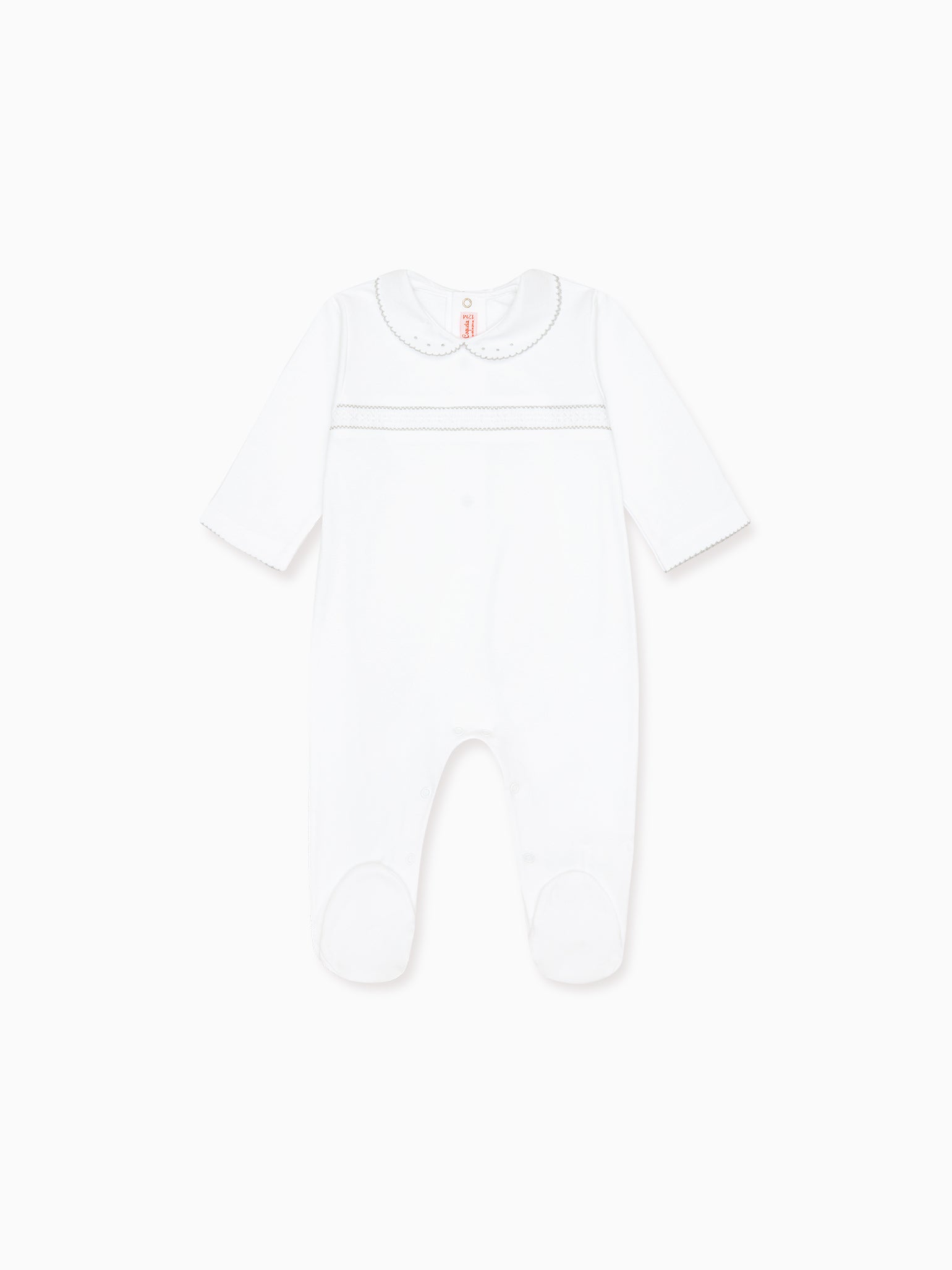 White Remo Smock Baby Sleepsuit