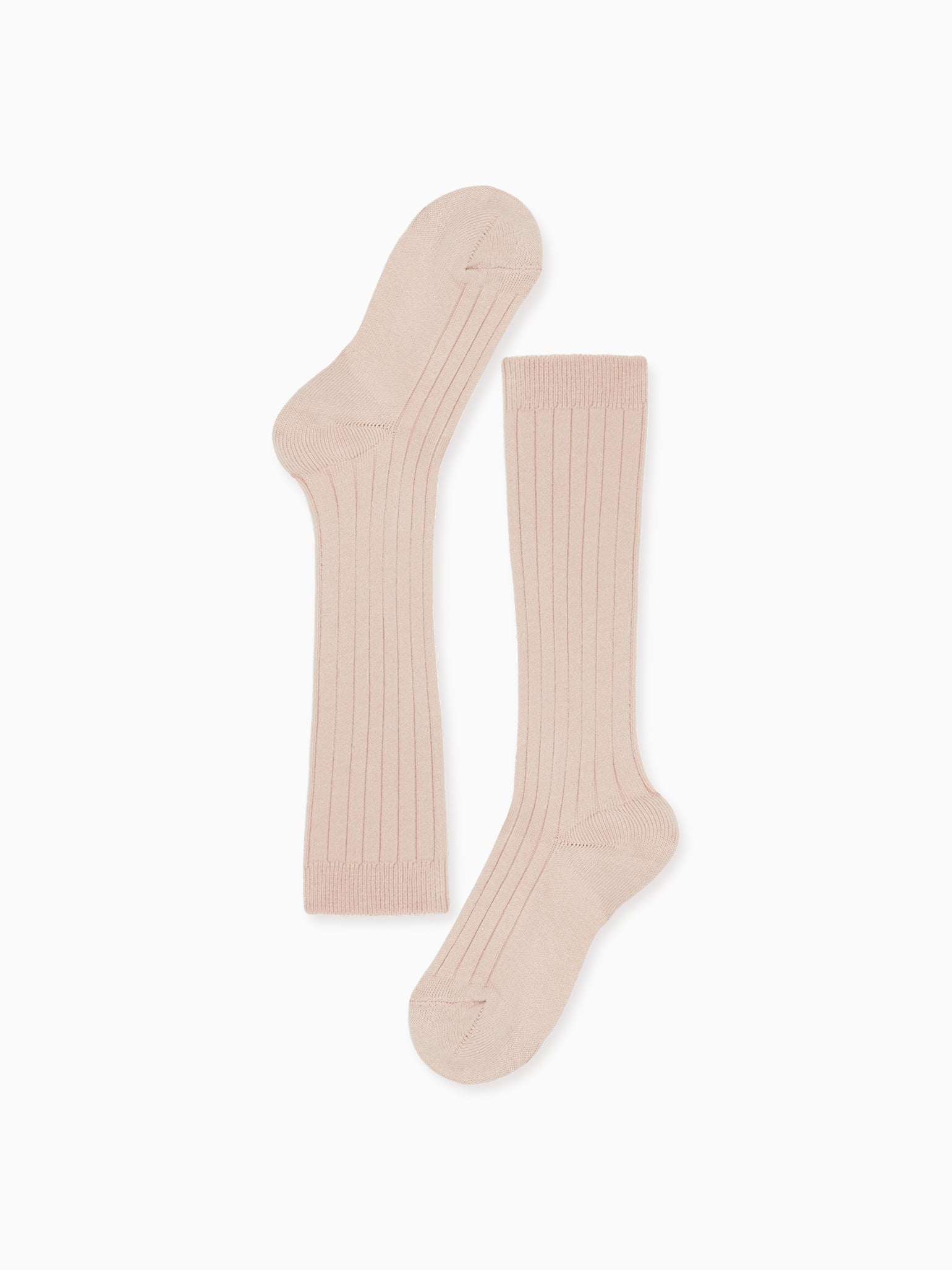 Pale Pink Ribbed Knee High Girl Socks