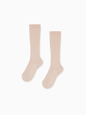 Pale Pink Ribbed Knee High Girl Socks