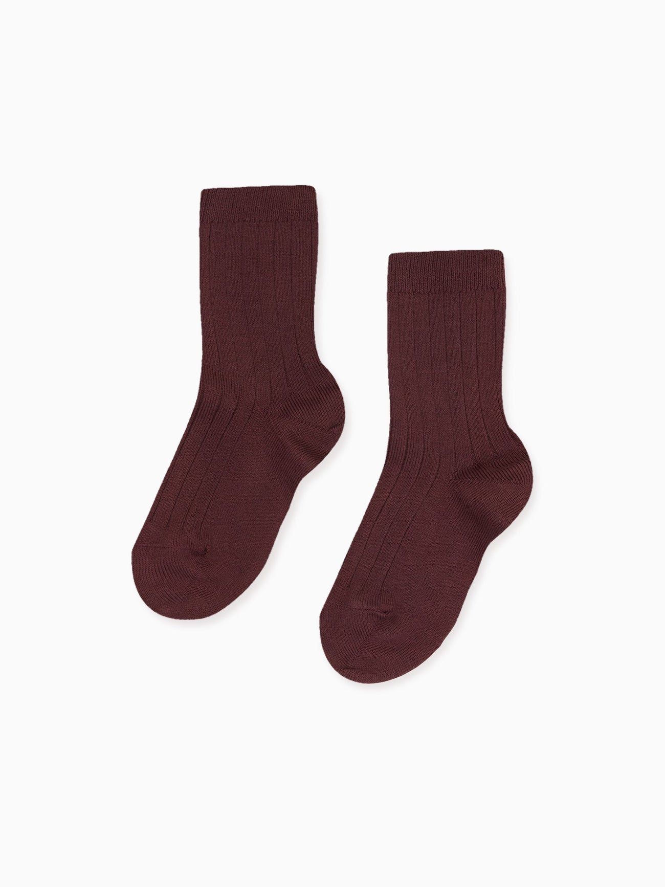 Aubergine Ribbed Short Kids Socks