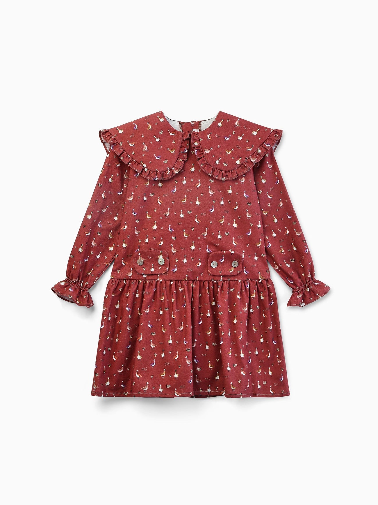 Burgundy Print Rocio Girl Dress