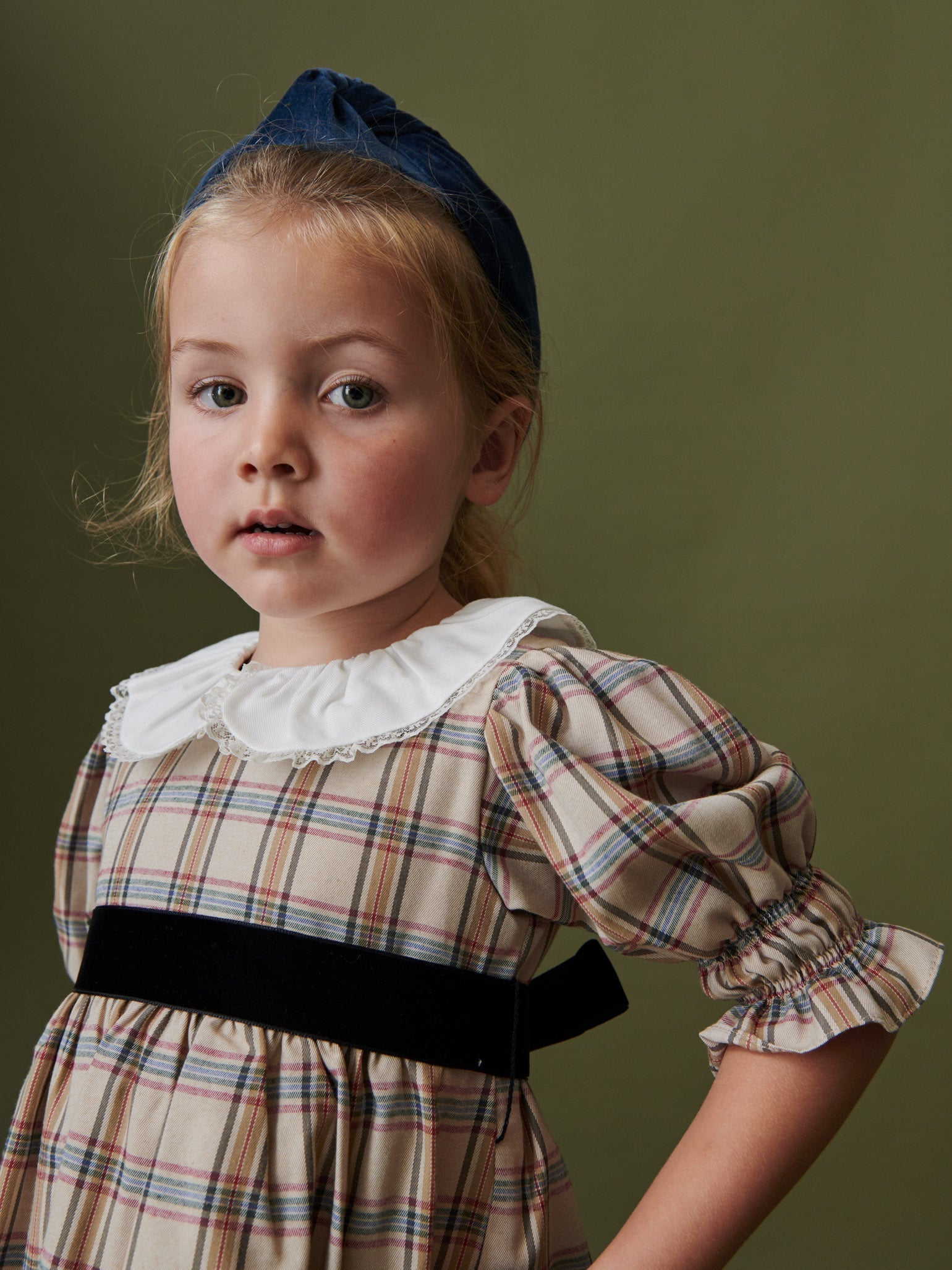 Blue Velvet Top Knot Girl Headband