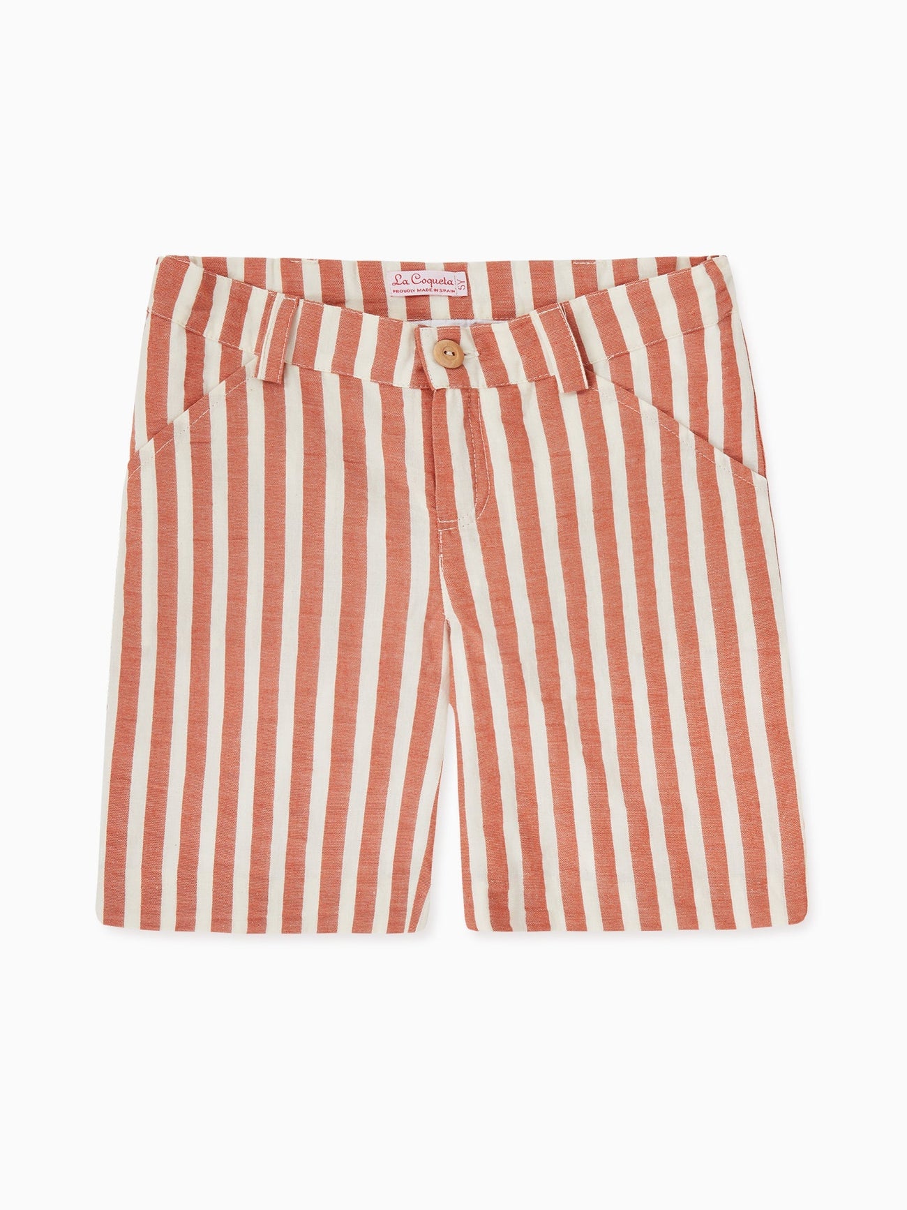 Terracotta/Ivory Stripes Romo Boy Bermuda Shorts