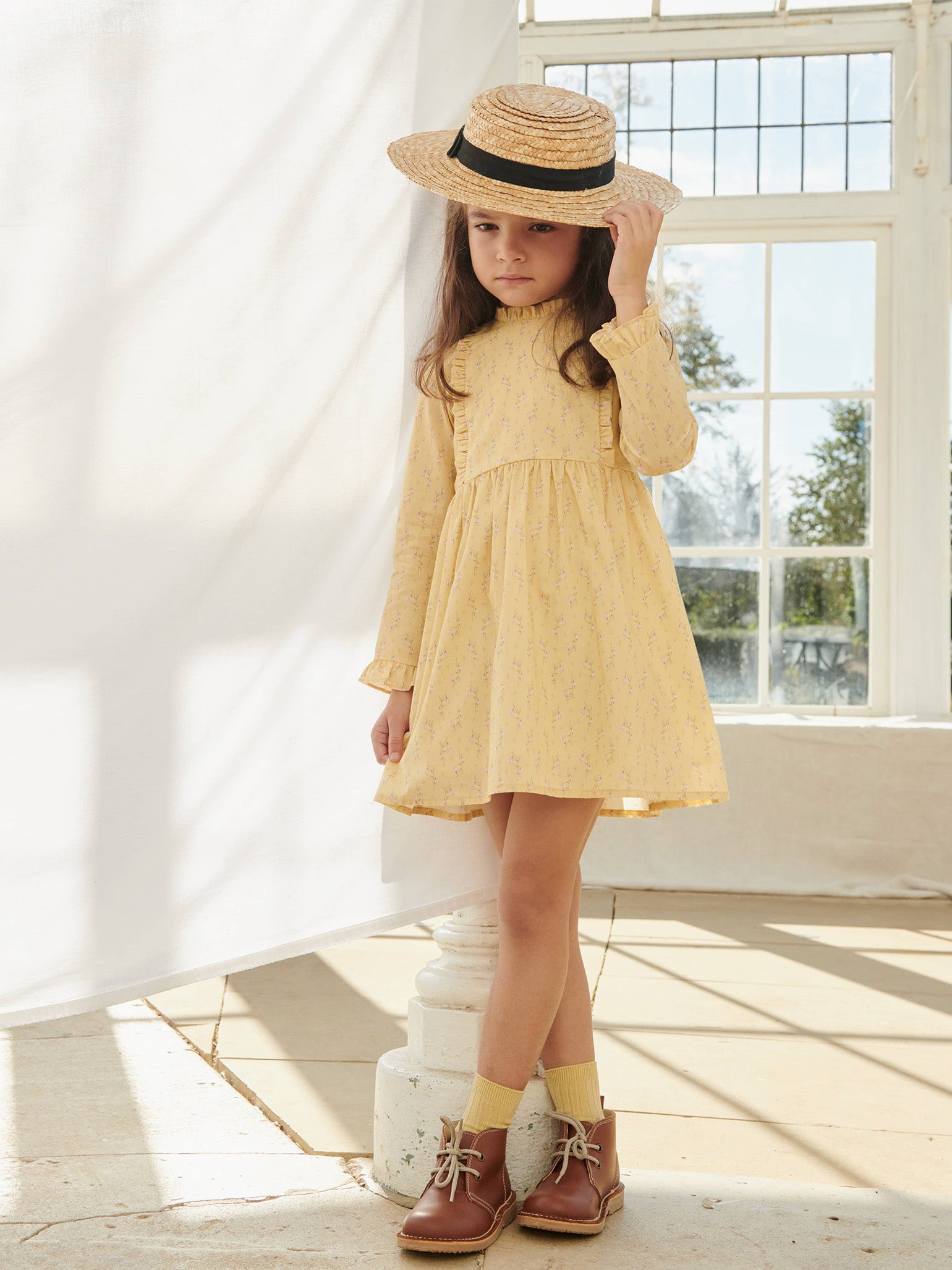 Yellow Floral Rosaura Girl Dress