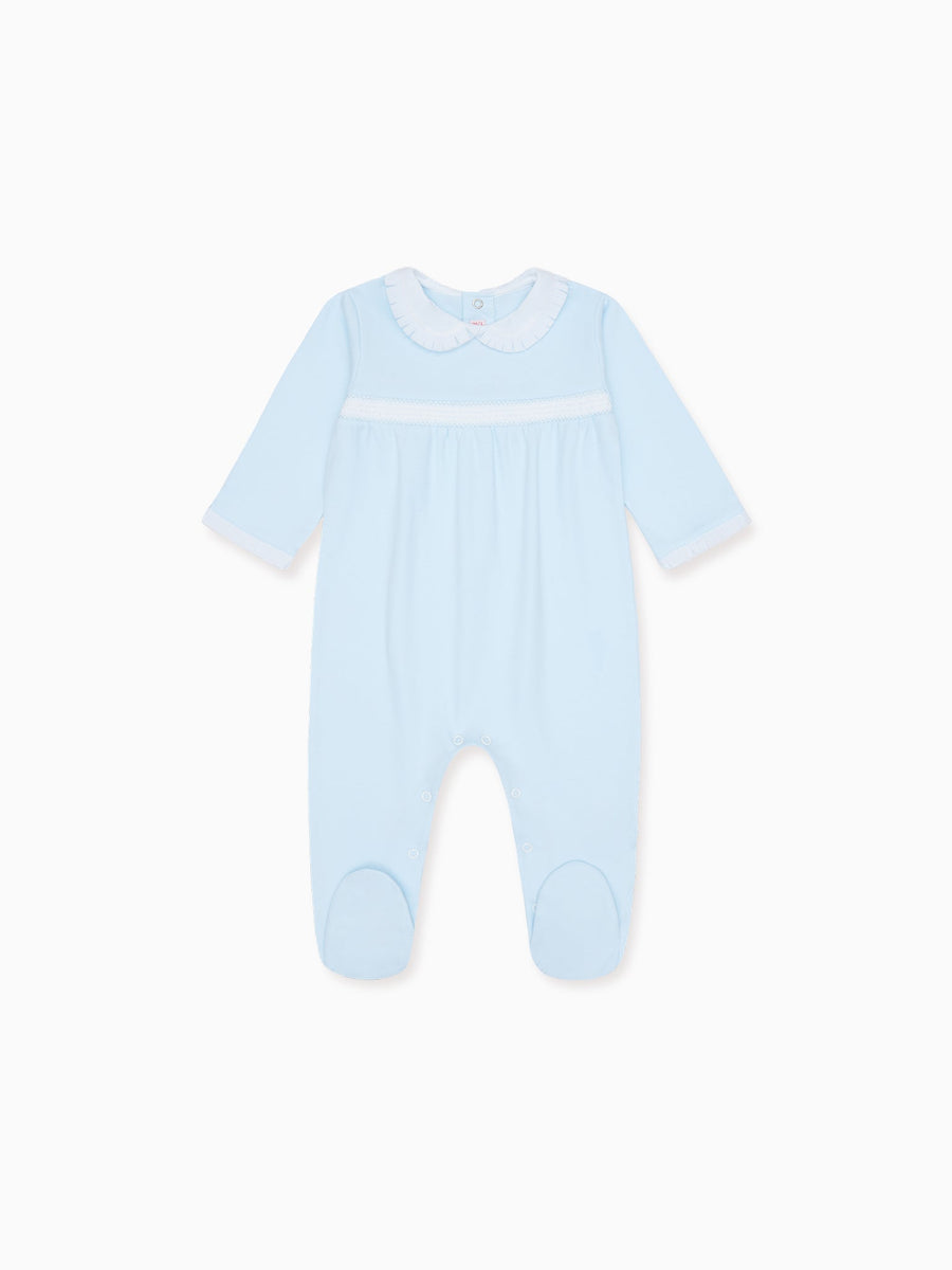 Blue Rosauro Smock Baby Sleepsuit – La Coqueta Kids
