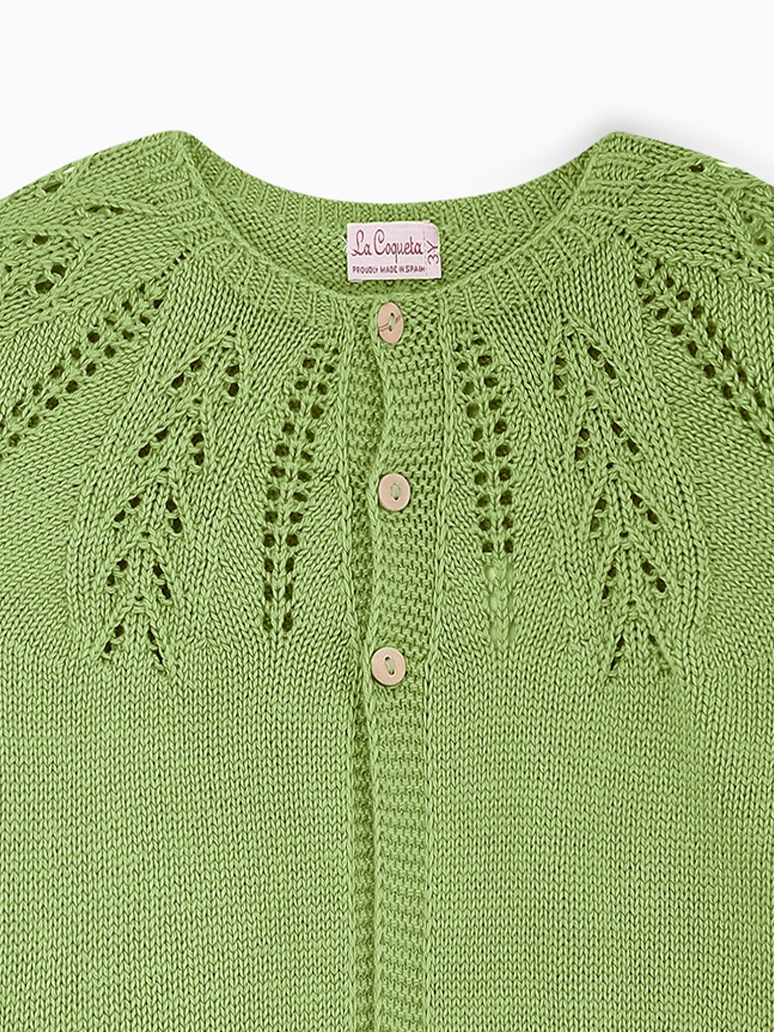 Light Olive Roseta Cotton Baby Cardigan