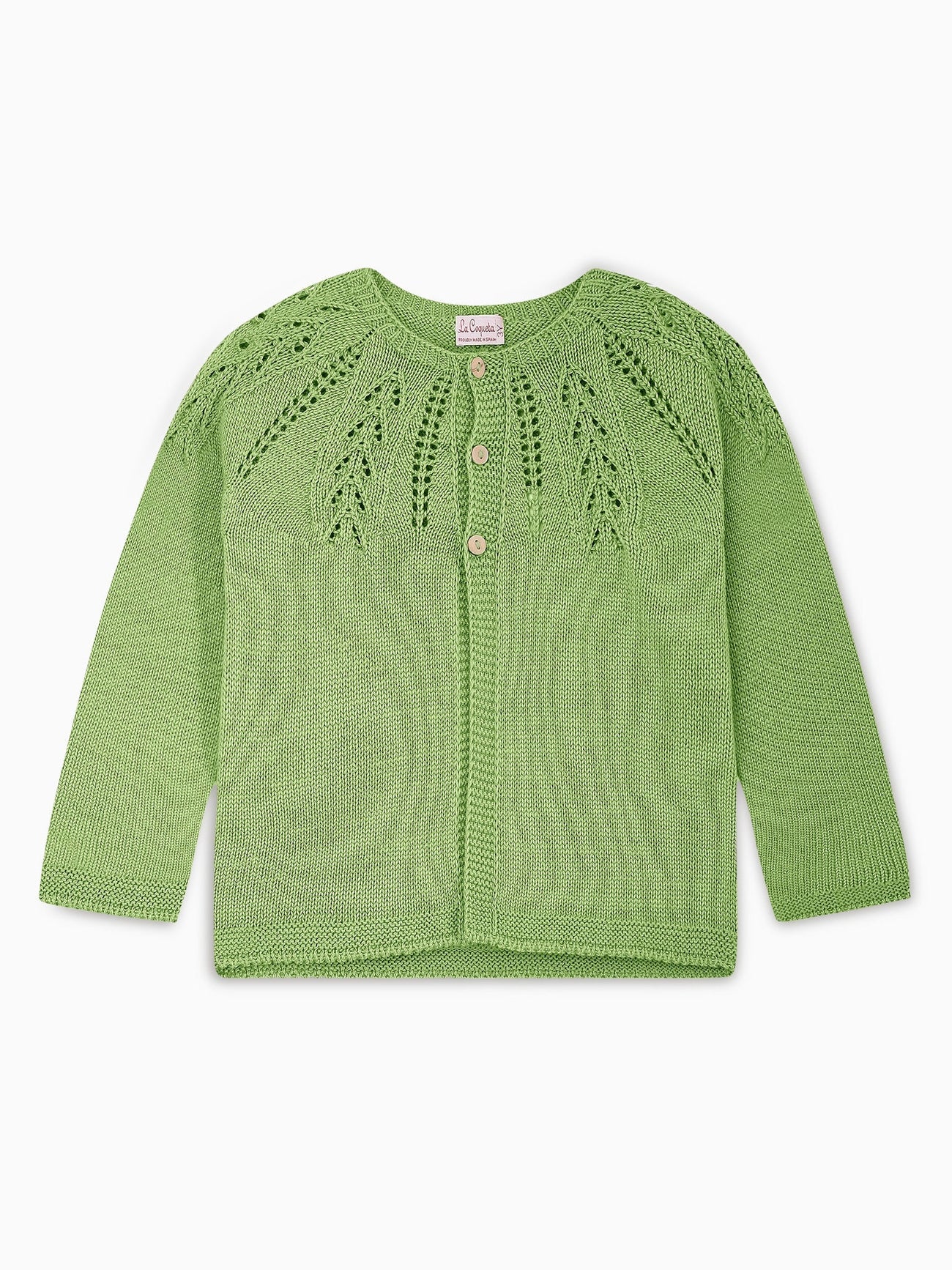 Light Olive Roseta Cotton Baby Cardigan