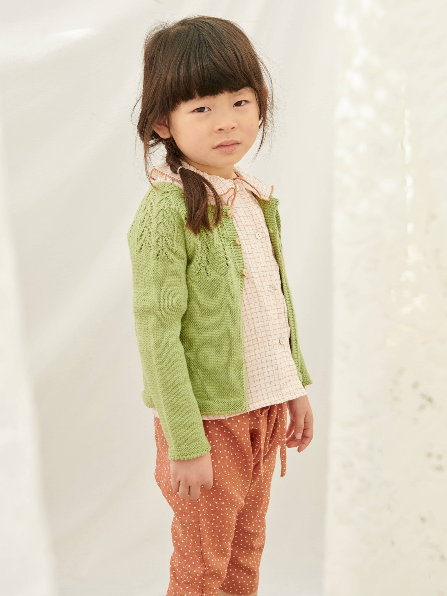 Light Olive Roseta Cotton Baby Cardigan