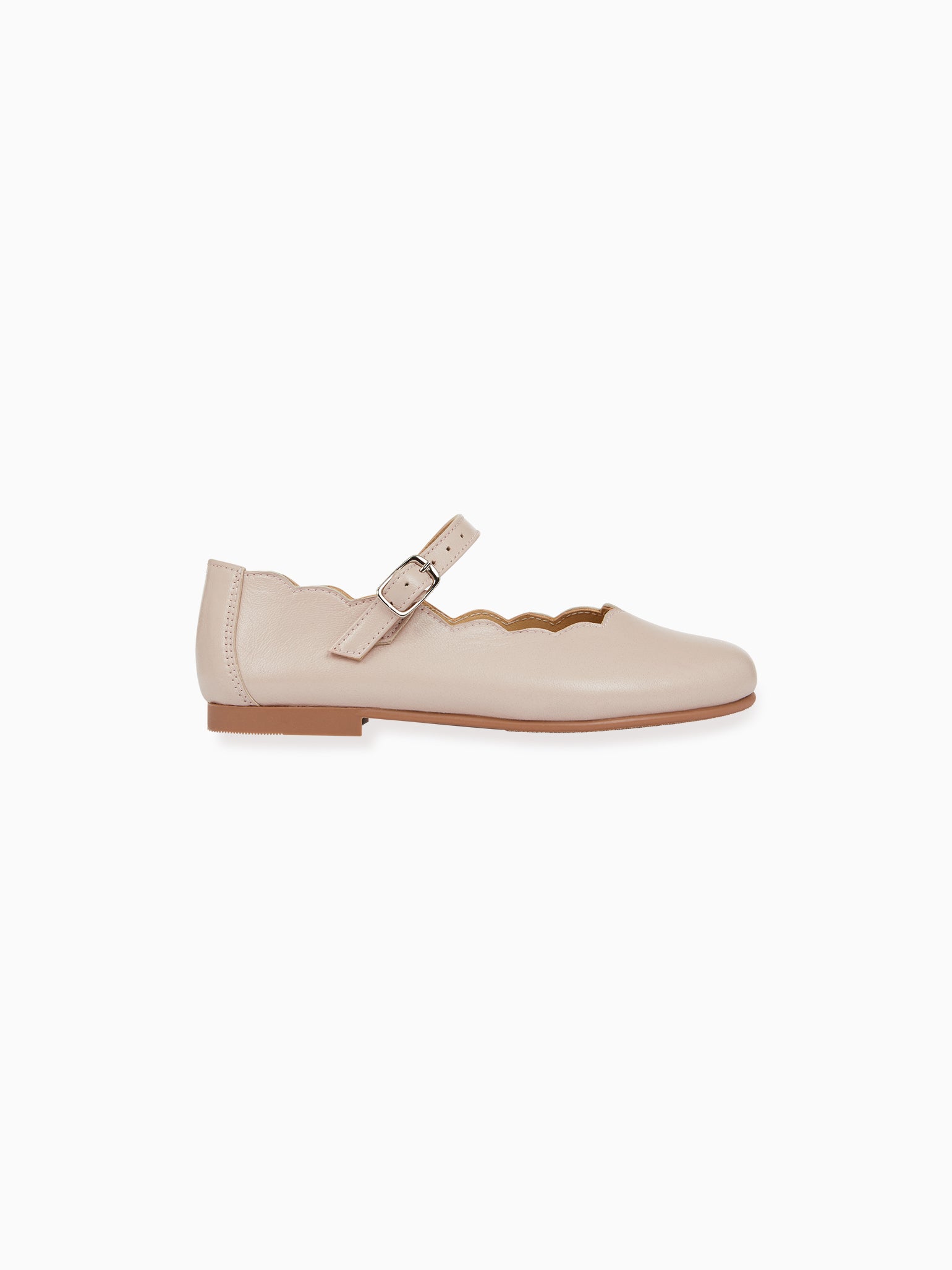 Blush Leather Girl Scallop Mary Jane Shoes