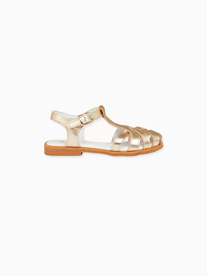 Girl's White Gold Sandals Napa