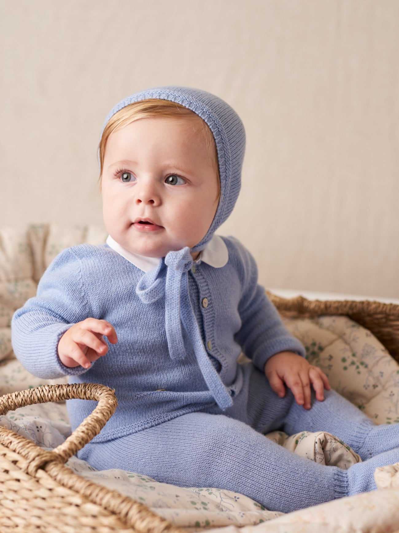 Blue Bigal Cashmere Baby Bonnet