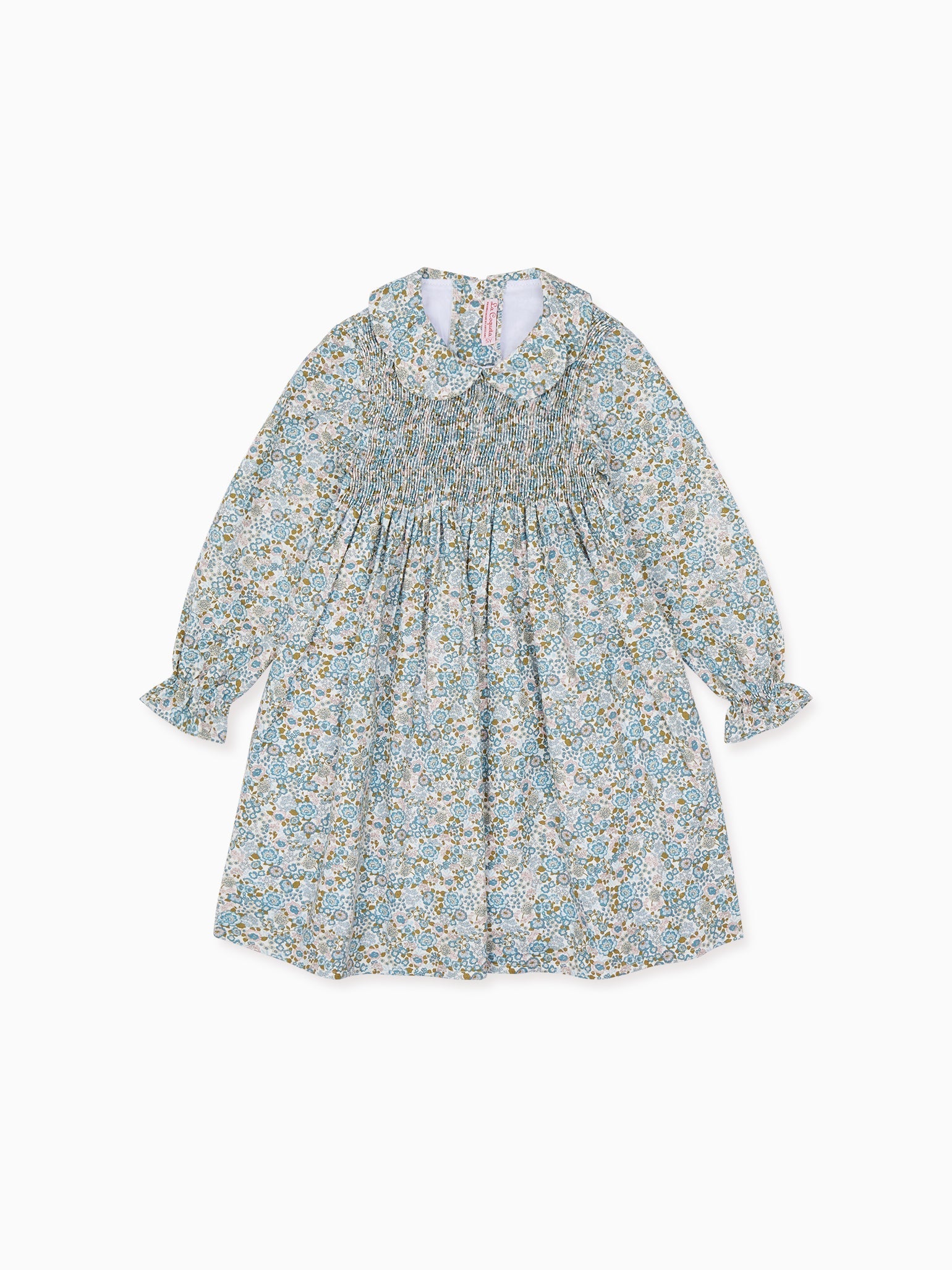 Blue Floral Valia Girl Smock Dress