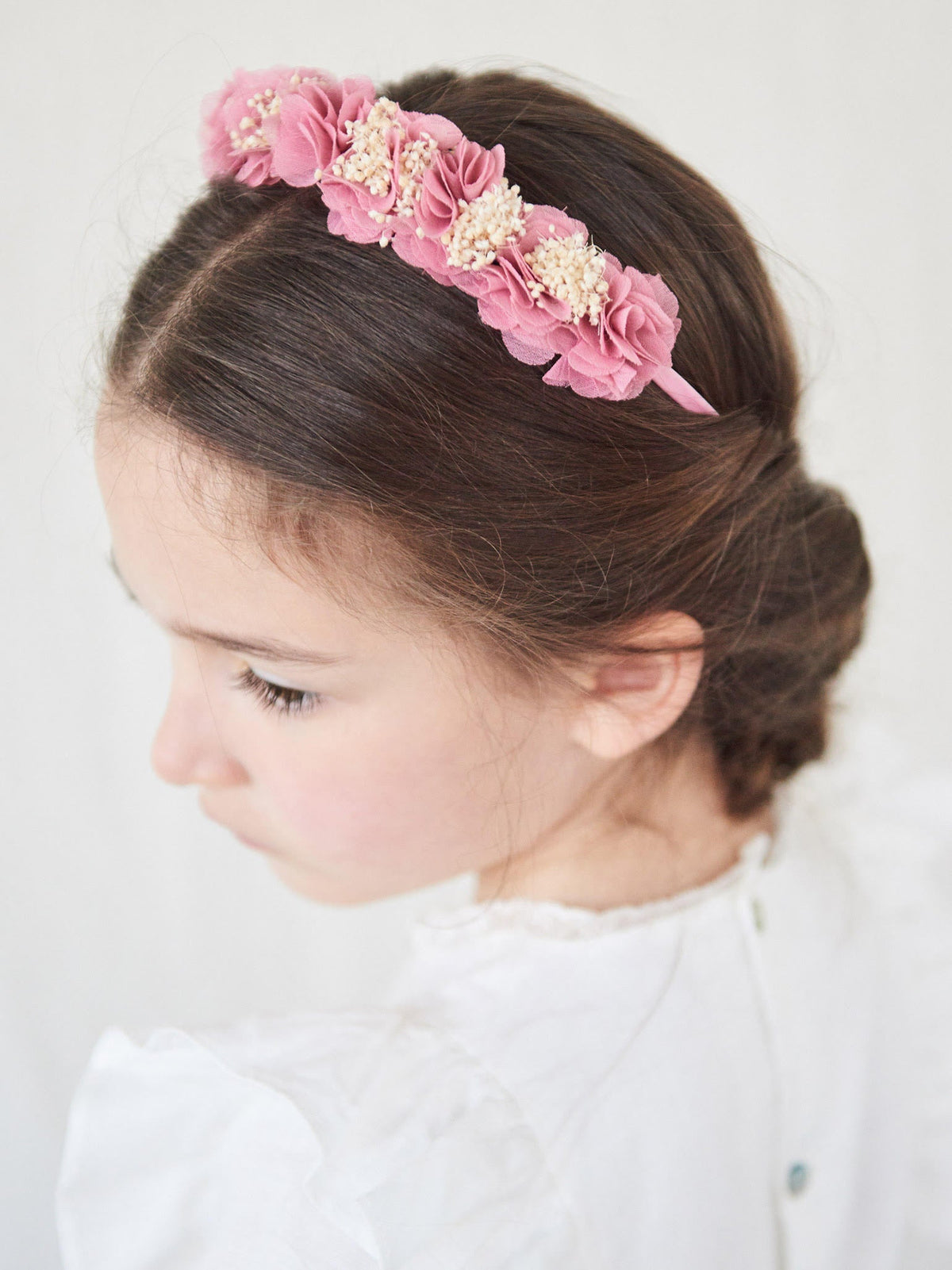 Dusty Pink Iria Flower Girl Headband | La Coqueta Kids US